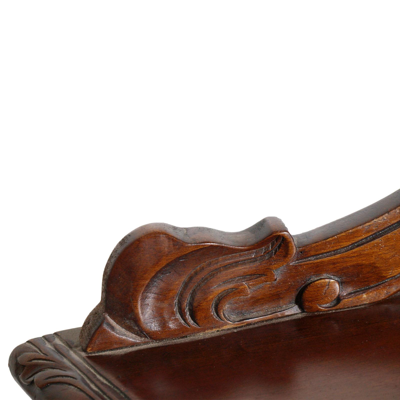 Venetian Demilune Console, Hand Carved Solid Mahogany, Restored For Sale 1