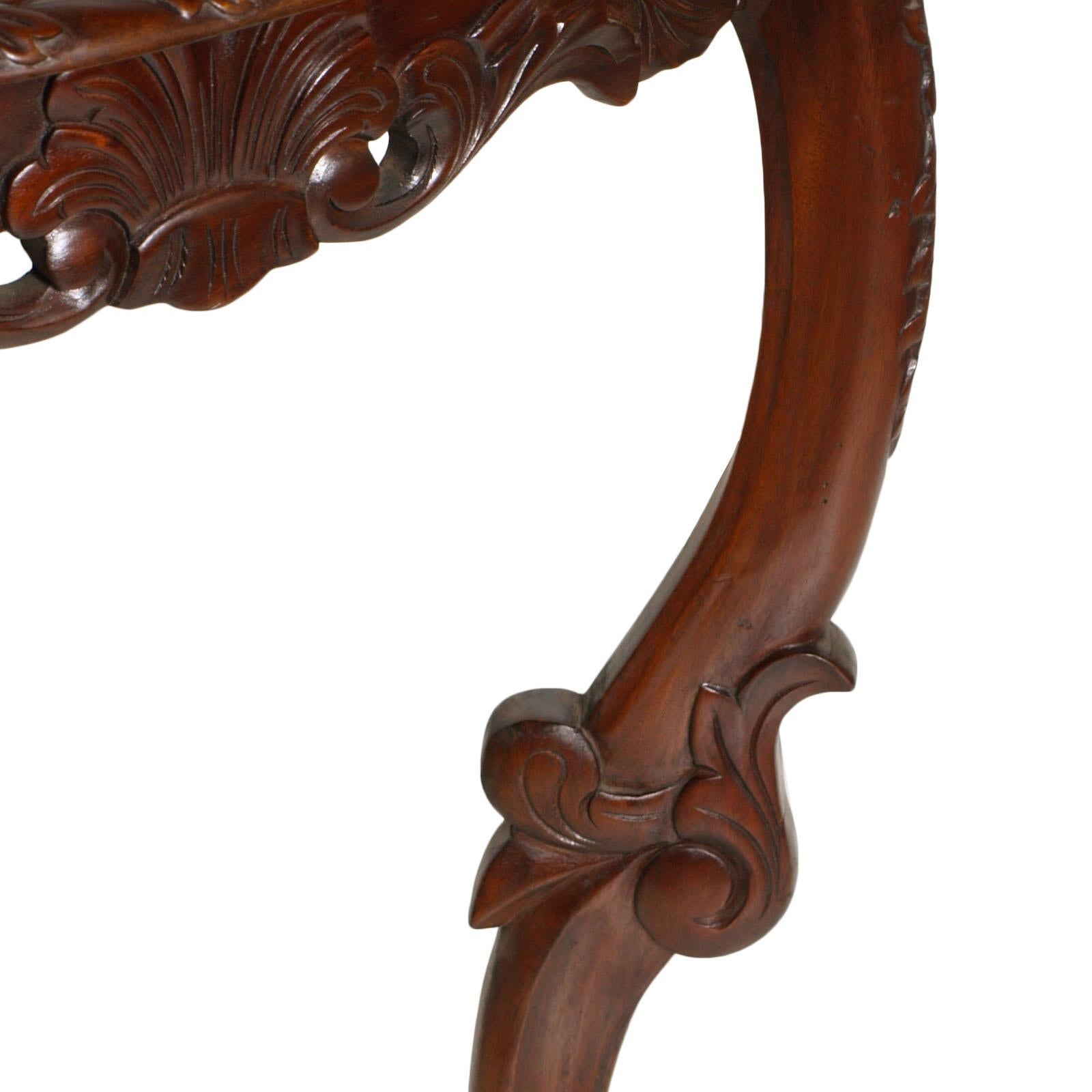 Venetian Demilune Console, Hand Carved Solid Mahogany, Restored For Sale 3