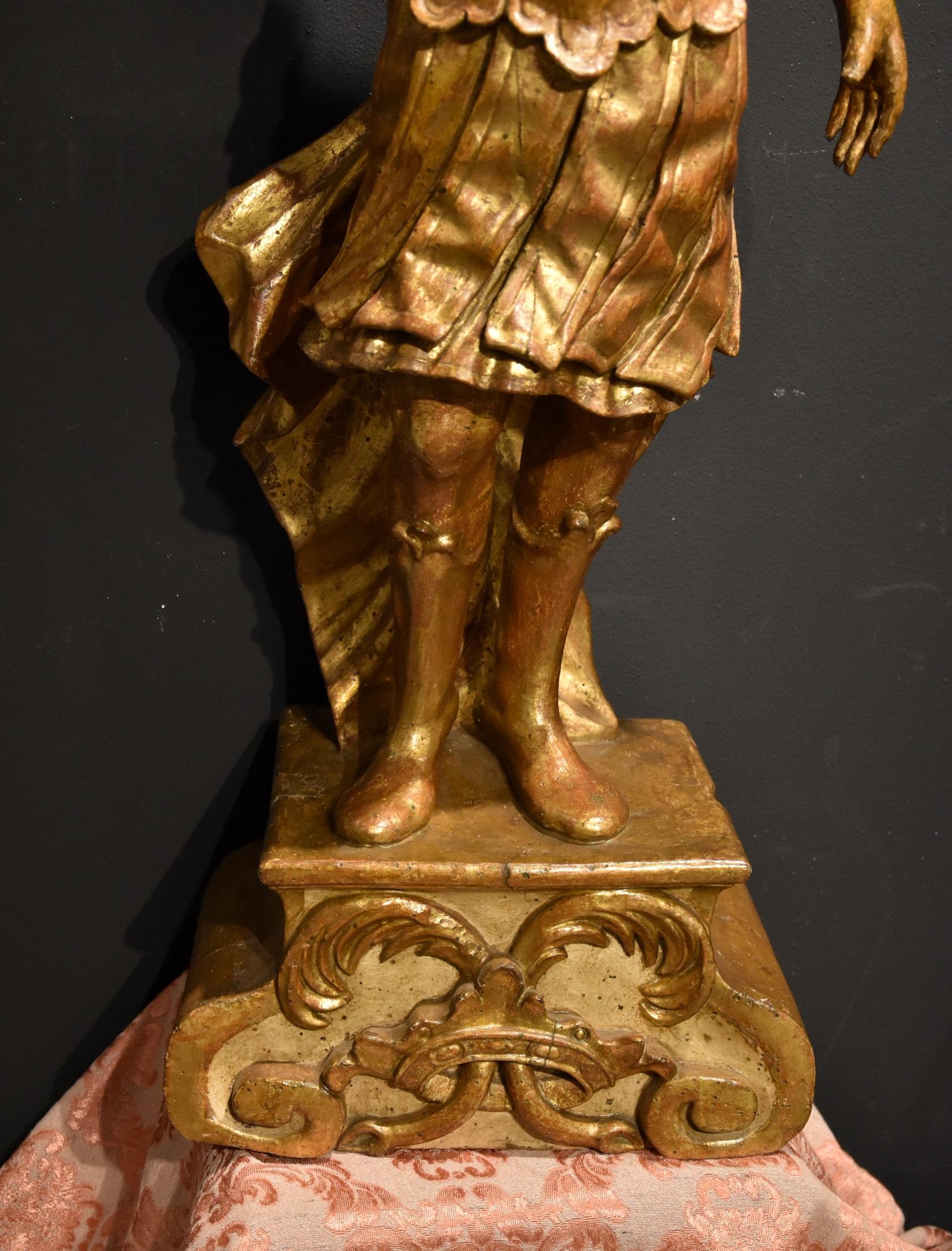 Venetian Sculpture 17th Century Wood Italian Old master Soldier Roma War Gold 4