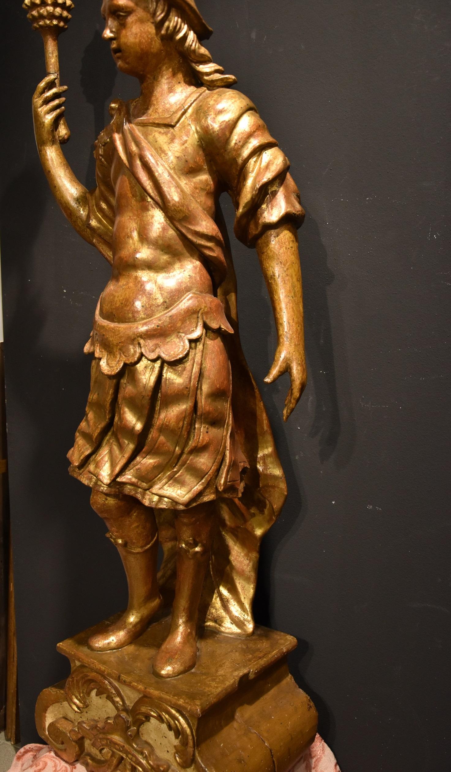 Venetian Sculpture 17th Century Wood Italian Old master Soldier Roma War Gold 5