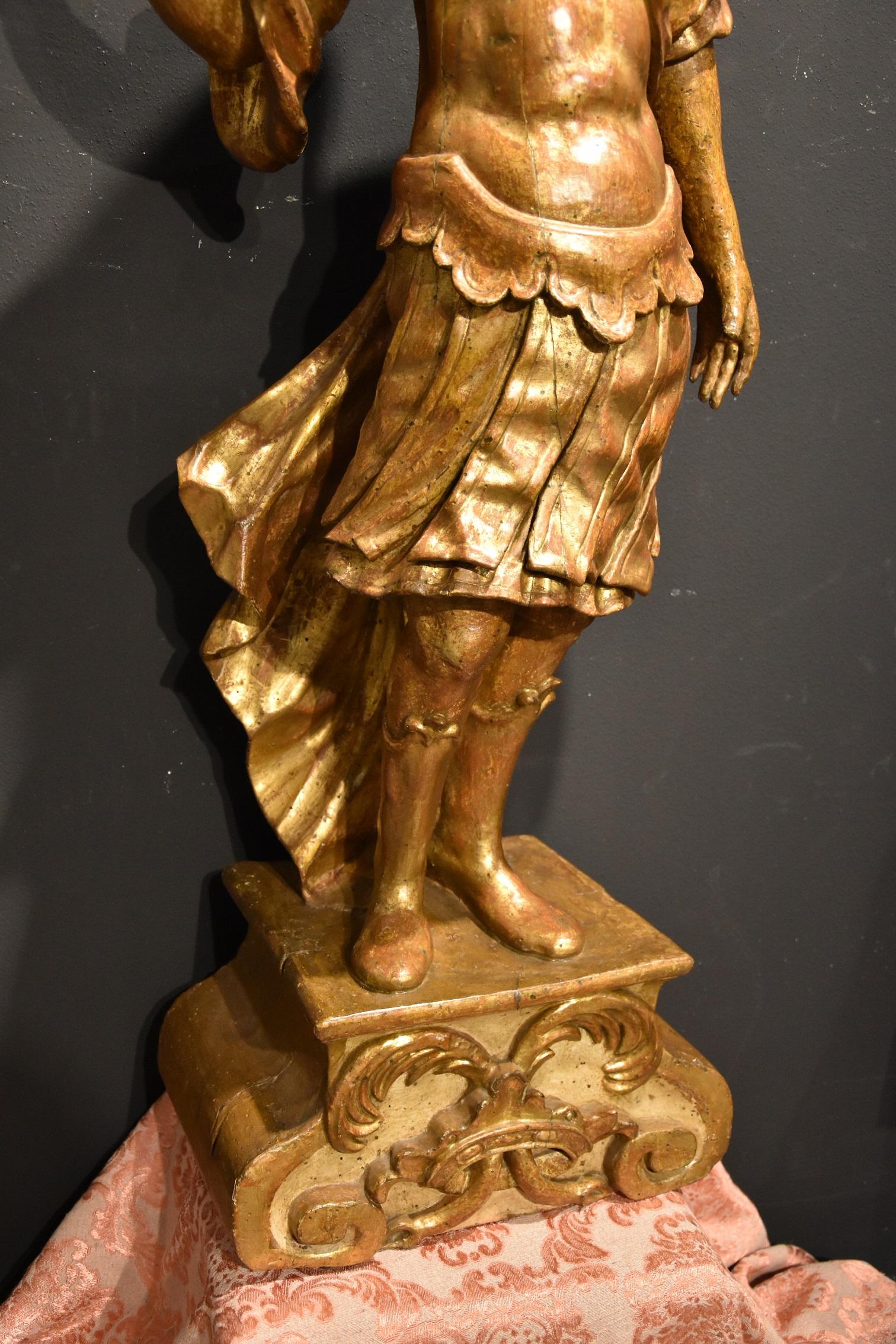 Venetian Sculpture 17th Century Wood Italian Old master Soldier Roma War Gold 2
