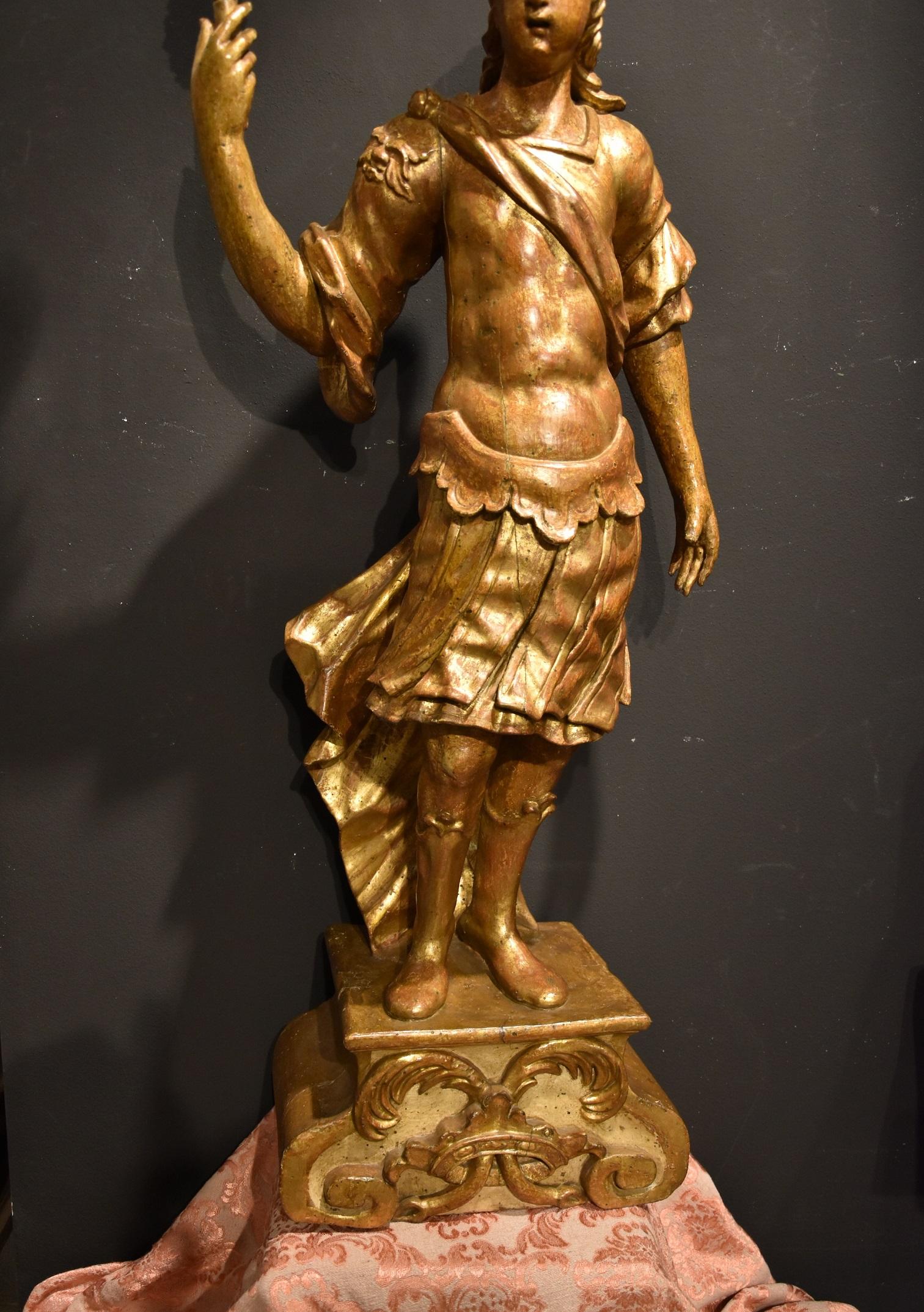 Venetian Sculpture 17th Century Wood Italian Old master Soldier Roma War Gold 3