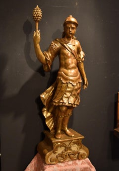 Venetian Sculpture 17th Century Wood Italian Old master Soldier Roma War Gold
