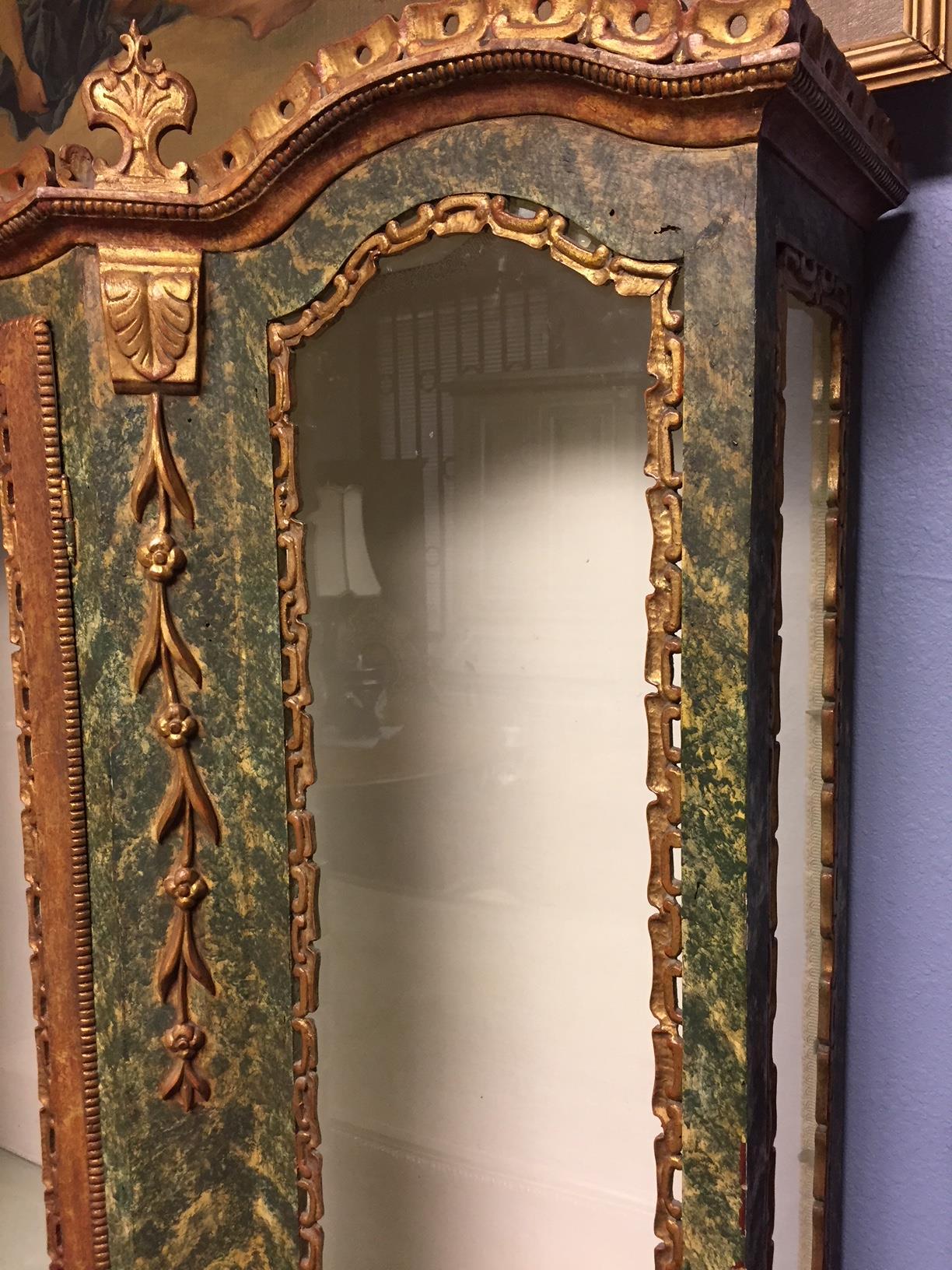 Gilt Venetian Baroque Style Breakfront Display Cabinet, 19th Century