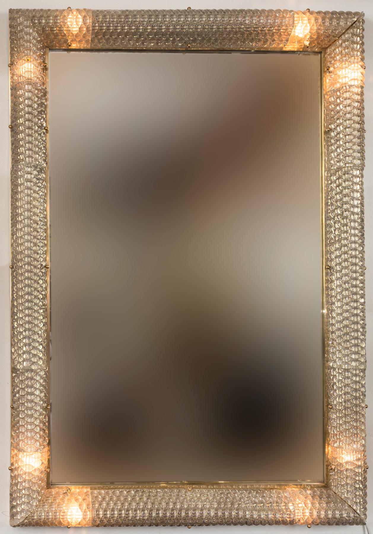 Modern Illuminating Murano Beveled Glass Mirror