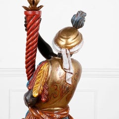 Venetian Blackamoor Floor Lamp with Giltwood Candelabra