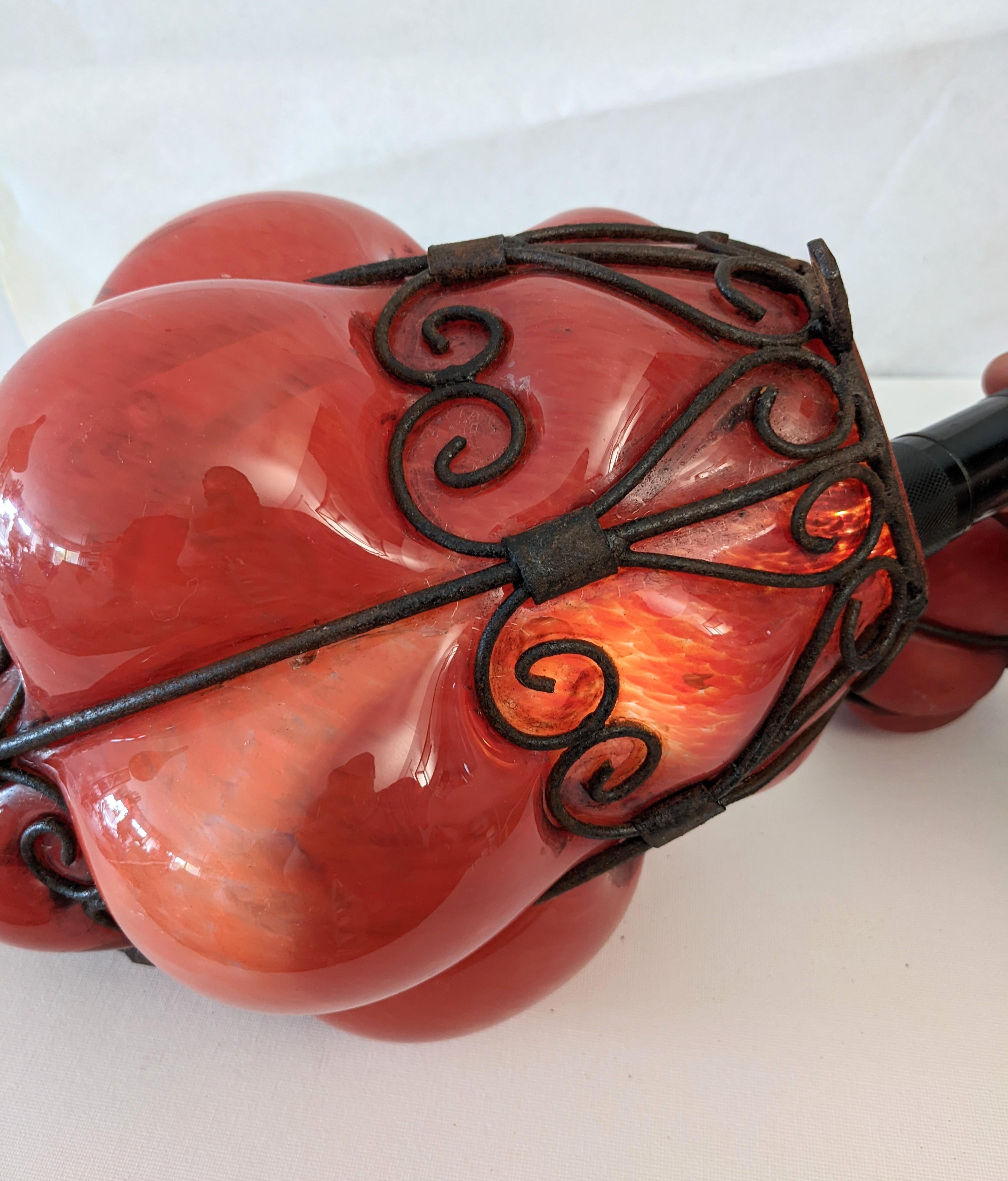 Venetian Blown Glass and Wrought Iron Pendant  For Sale 10