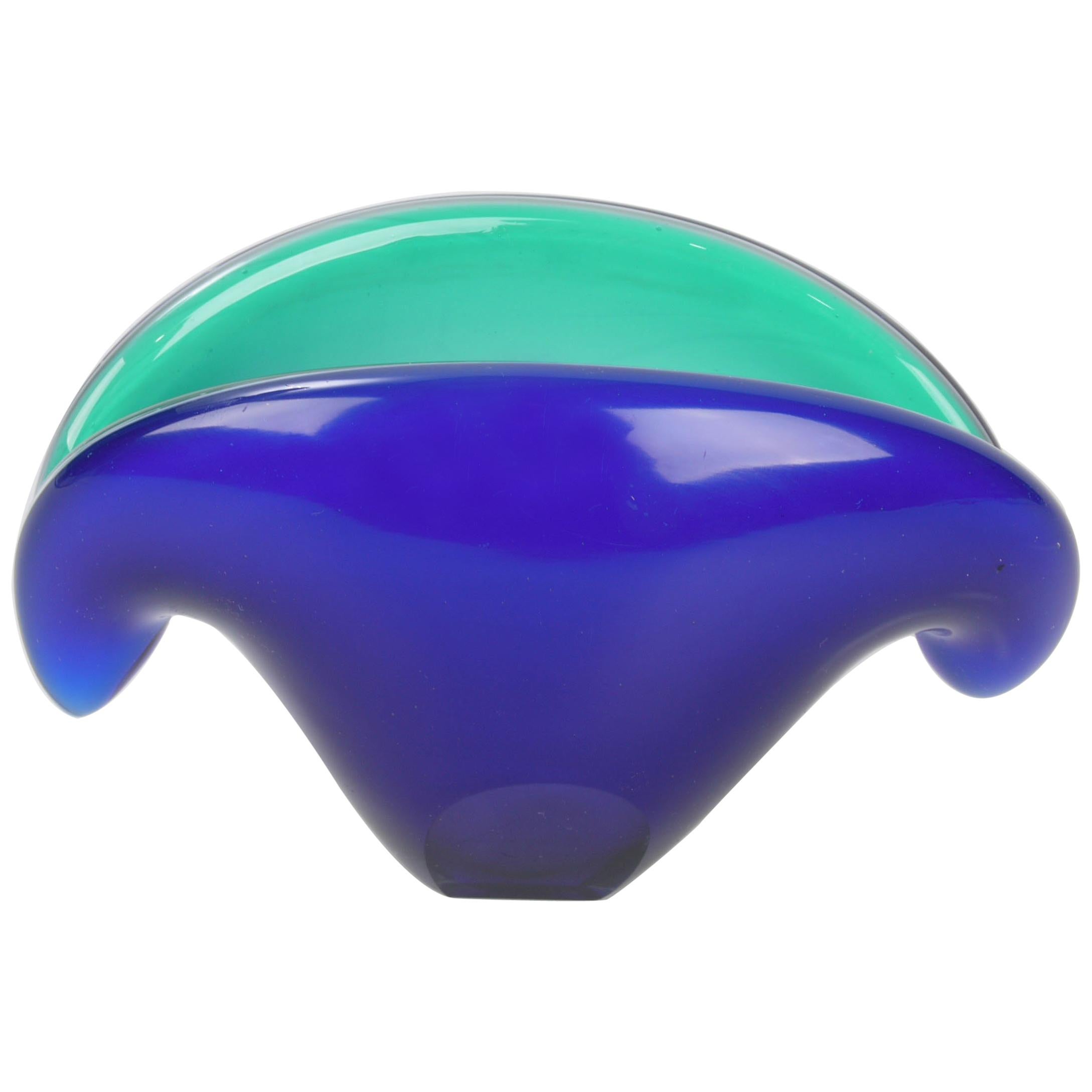Venetian Blue and Turquoise Shell Glass Dish Italy
