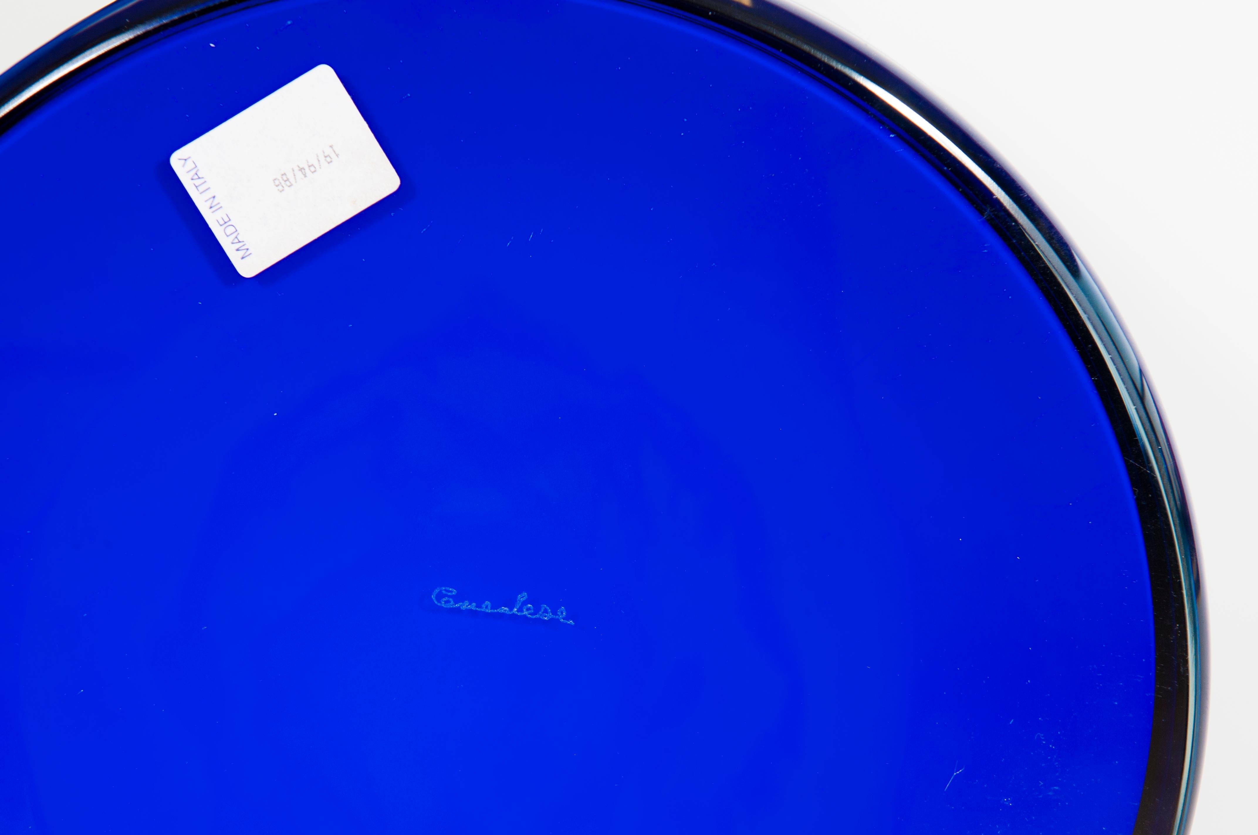 Venezianischer Schirmständer aus blauem und gelbem Muranoglas Signiert Cenedese 1990er Jahre im Angebot 1