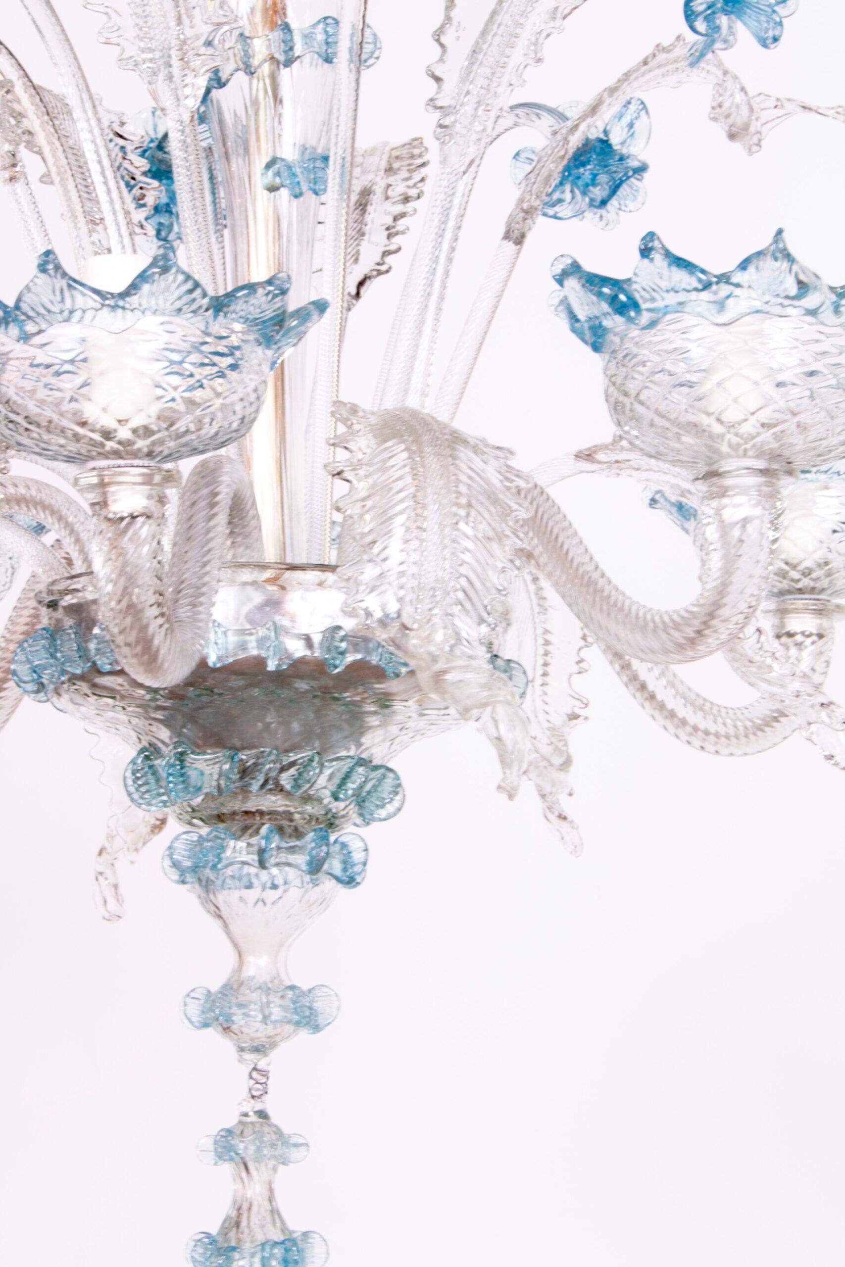 Blauer venezianischer Kronleuchter aus Murano-Glas (Italienisch) im Angebot