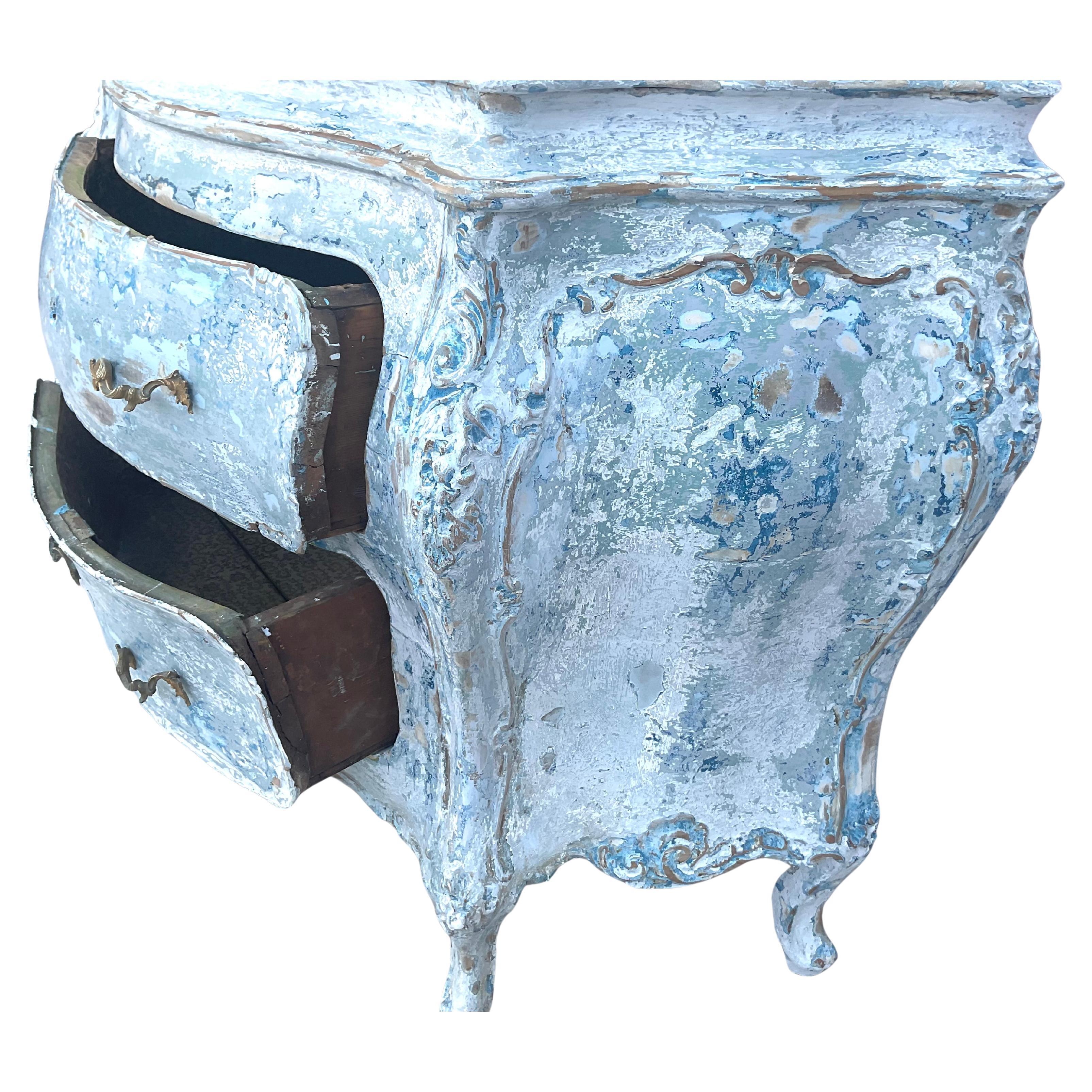 Legno Commode a bombe veneziane policrome e dipinte in vendita