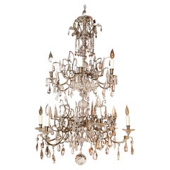 Venetian Bronze and Crystal Chandelier, with Two-Tiers of Lights