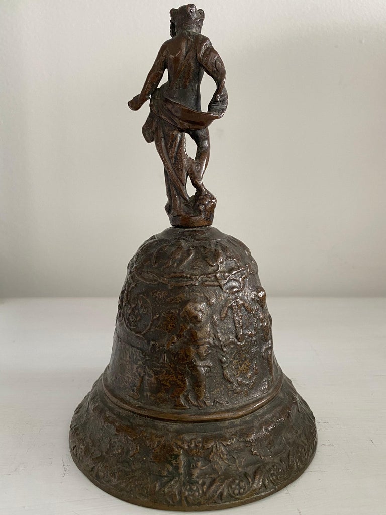 Bronze Hand Bell with God Mercury, 16th Century at 1stDibs