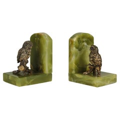 Austrian Bronze & Onyx of Owl Bookends