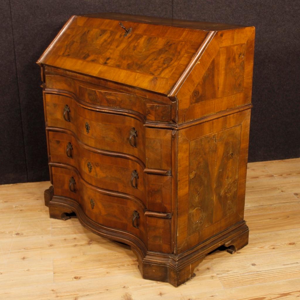 Venetian Bureau in Walnut, Mahogany and Burl Walnut from 20th Century 4