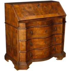 Venetian Bureau in Walnut, Mahogany and Burl Walnut from 20th Century