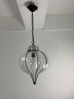Venetian Caged Lantern in Blown Murano Glass, 1980s