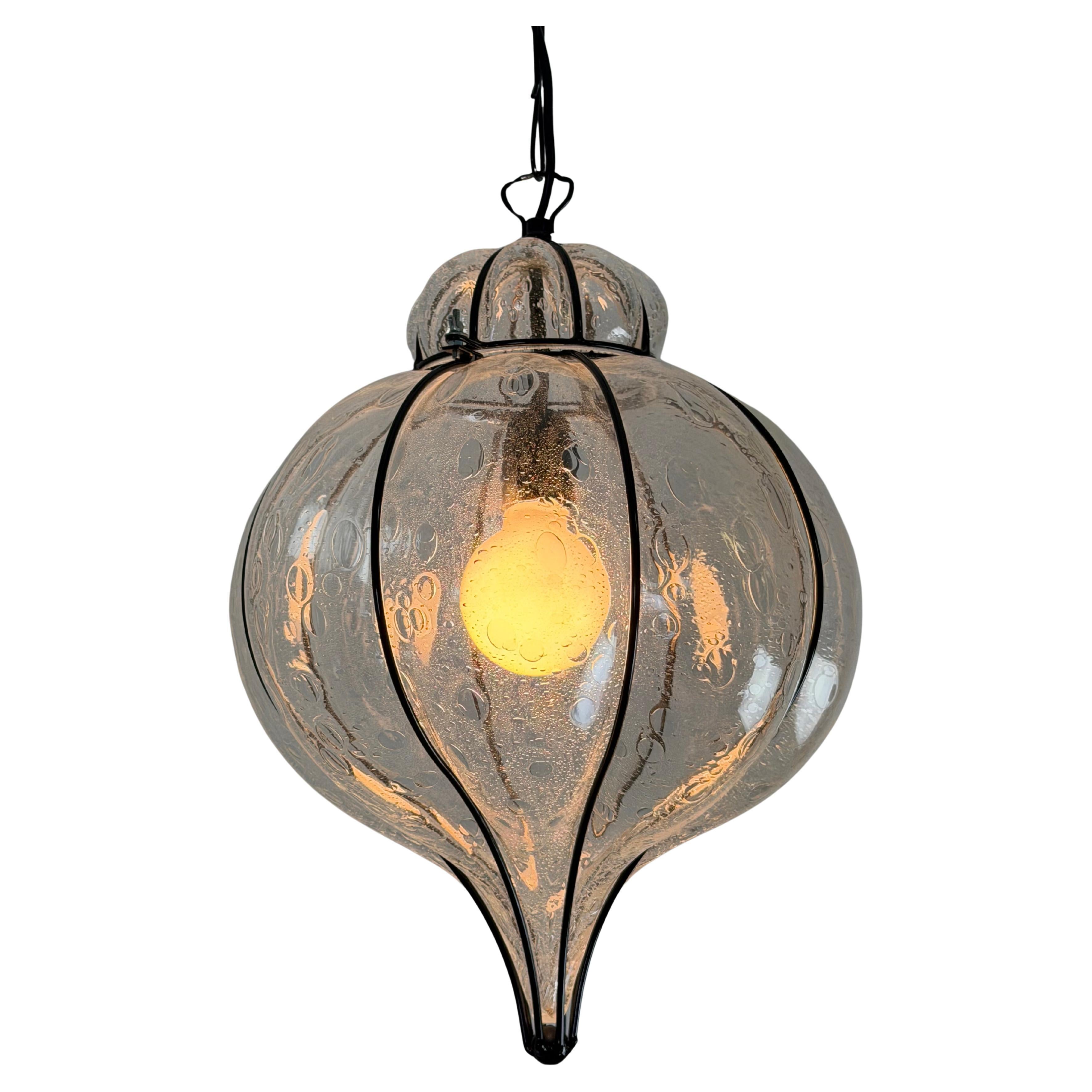 Venetian Caged Lantern in Blown Murano Glass, 1980s im Angebot