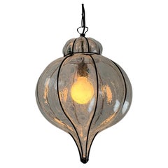 Venetian Caged Lantern in Blown Murano Glass, 1980s