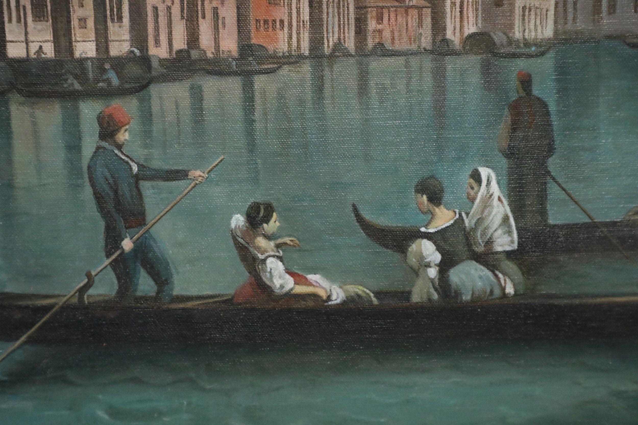 Venetian Canal and Gondolas Painting on Canvas For Sale 3