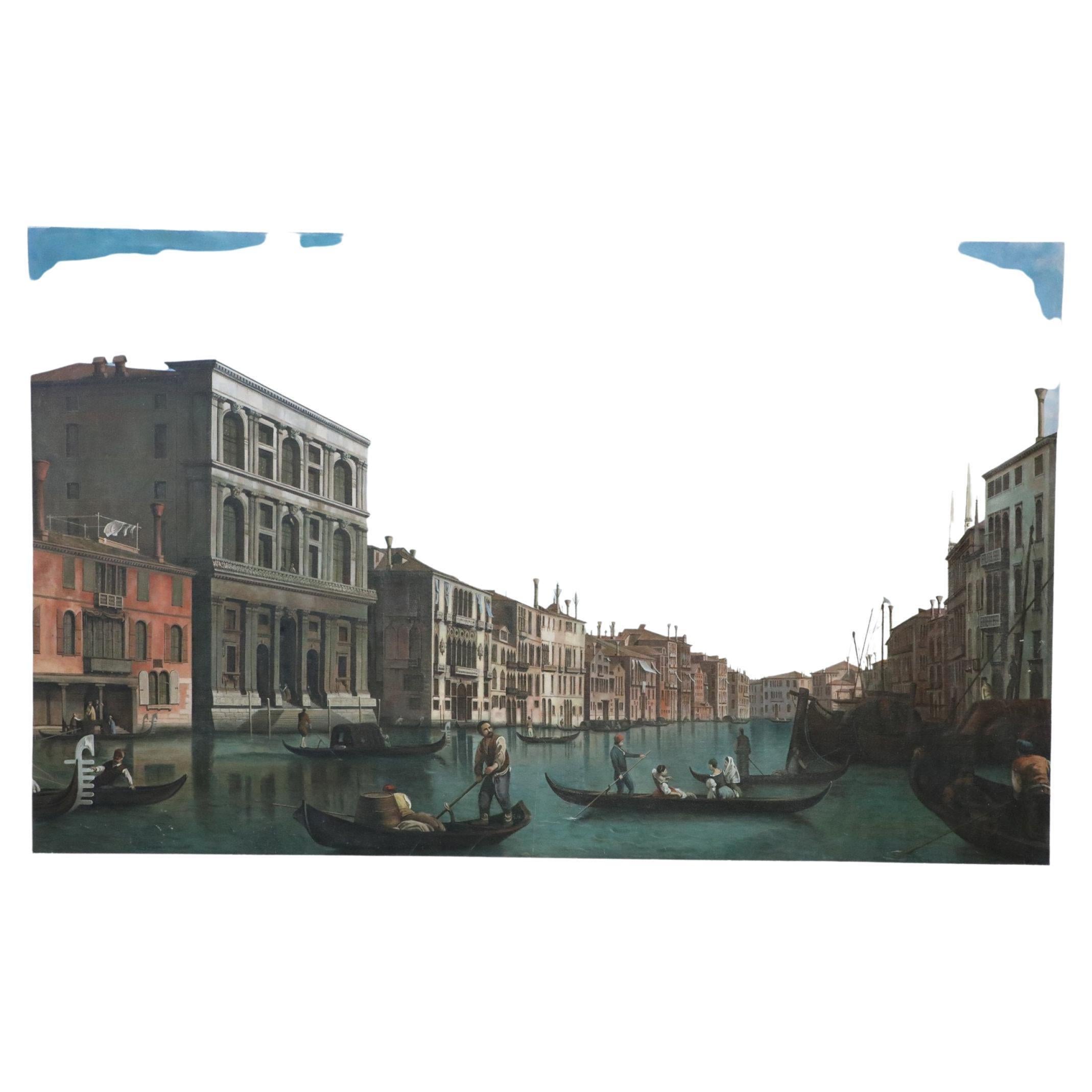 Venetian Canal and Gondolas Painting on Canvas For Sale 8