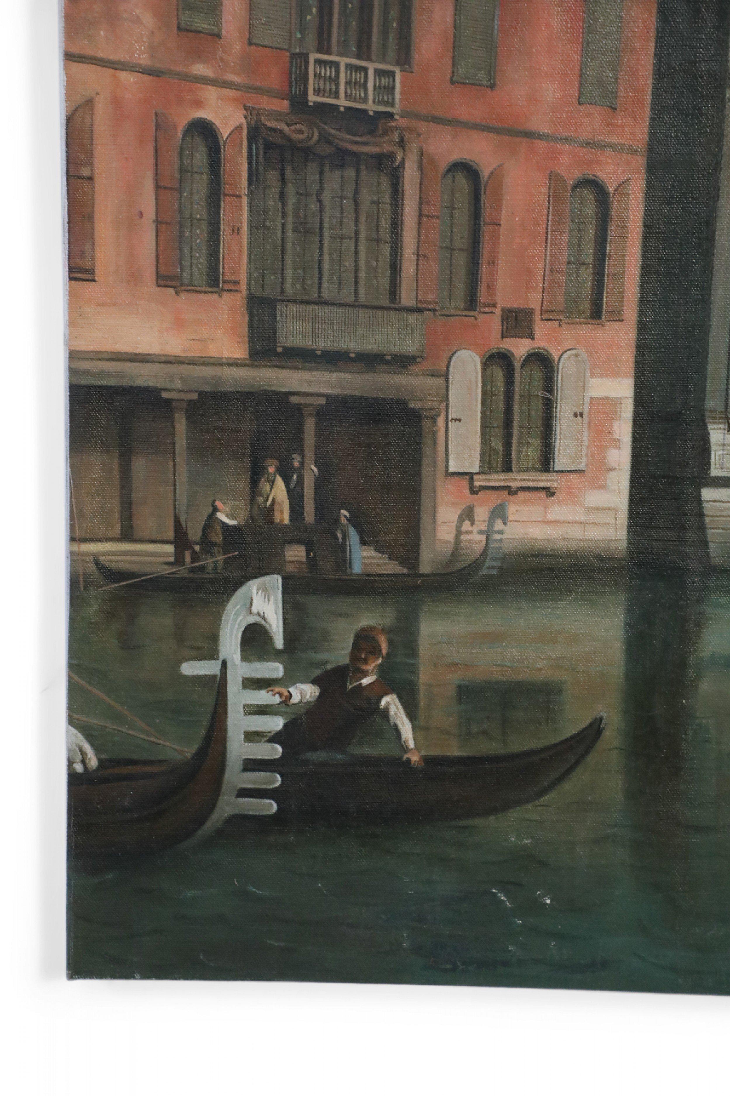 Venetian Canal and Gondolas Painting on Canvas For Sale 1