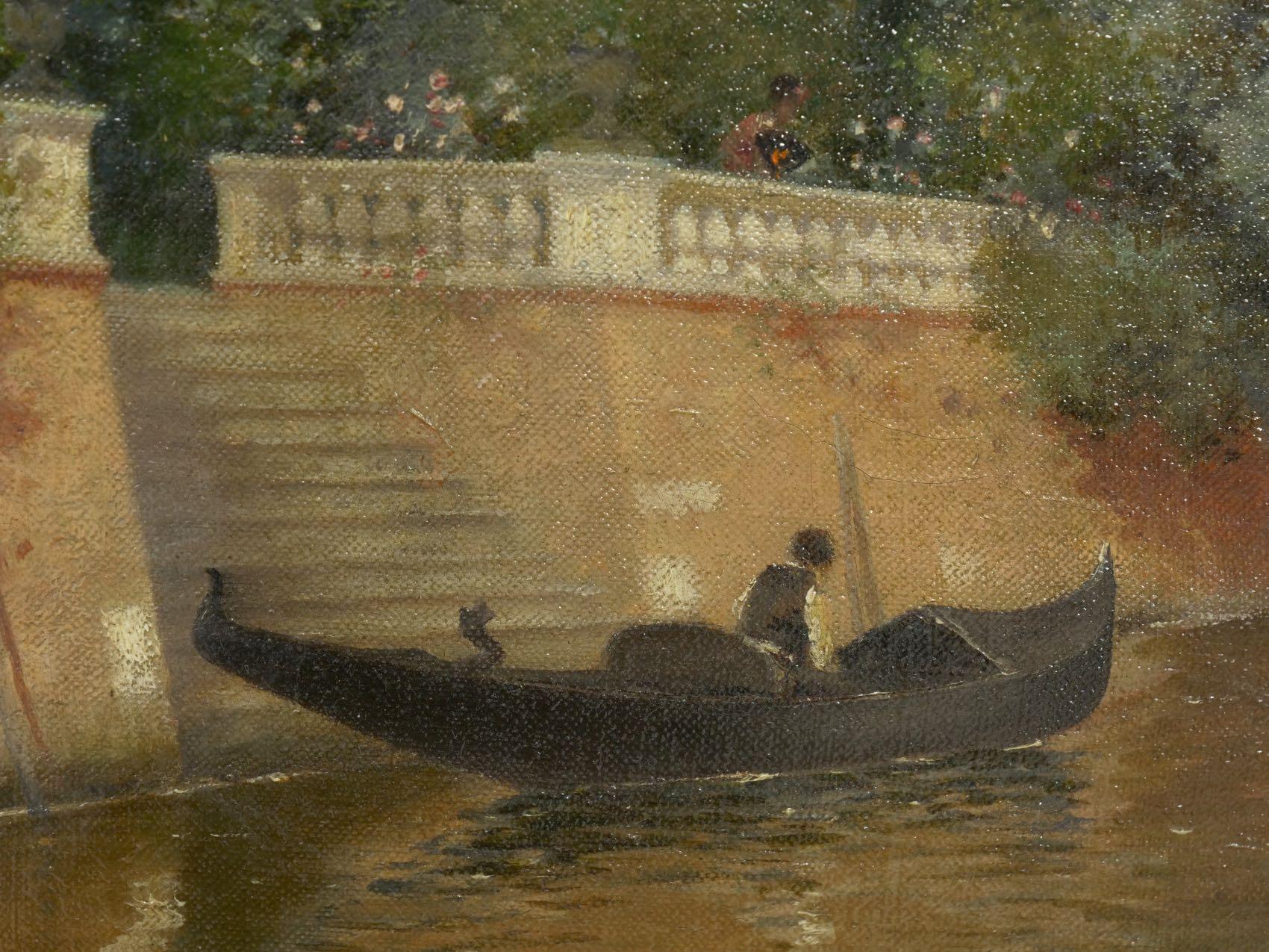 “Venetian Canal” Antique Oil Painting by Warren Shepherd 'American, 1858-1937' 7