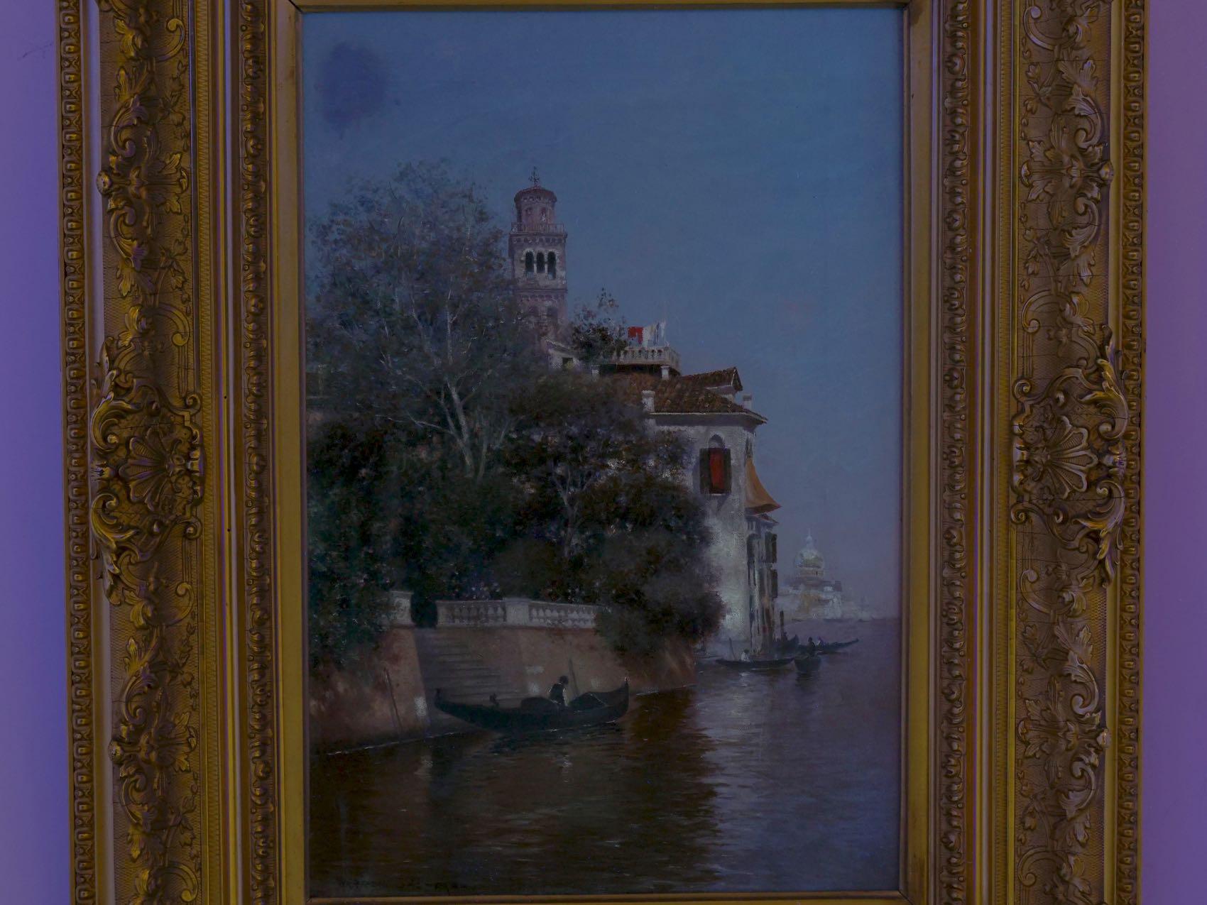 “Venetian Canal” Antique Oil Painting by Warren Shepherd 'American, 1858-1937' 11