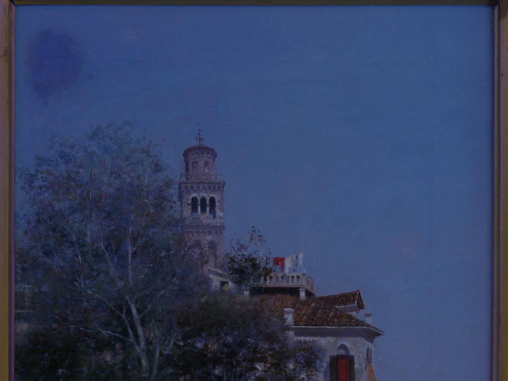 “Venetian Canal” Antique Oil Painting by Warren Shepherd 'American, 1858-1937' 12