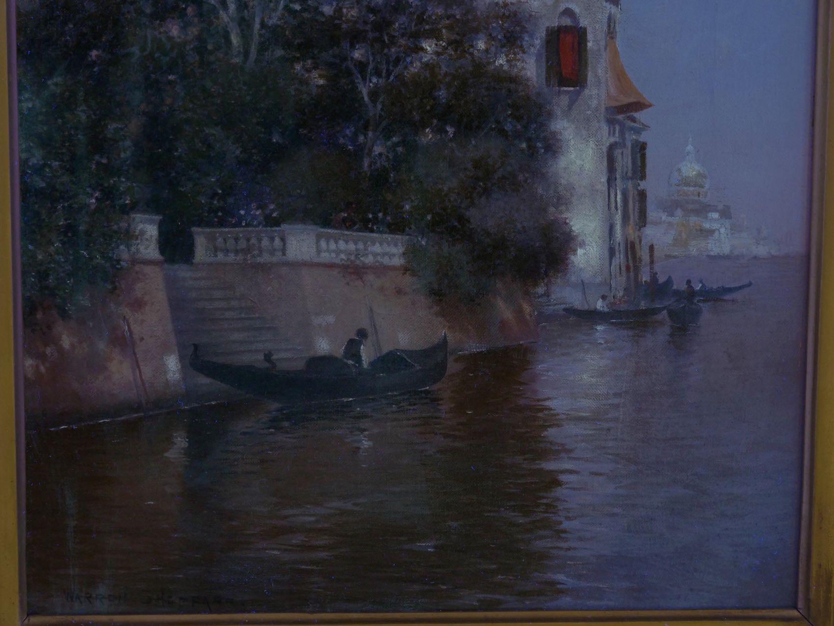 “Venetian Canal” Antique Oil Painting by Warren Shepherd 'American, 1858-1937' 13
