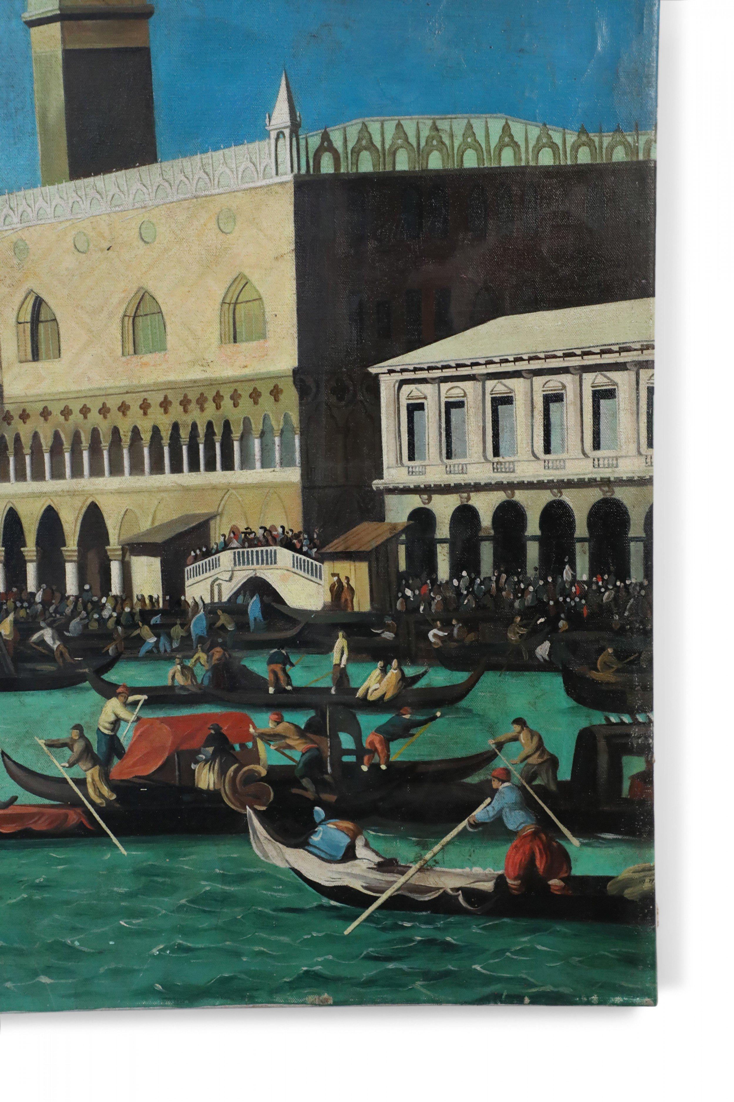 Grand Tour Style 20th Century Venetian Canal Oil Painting For Sale 1