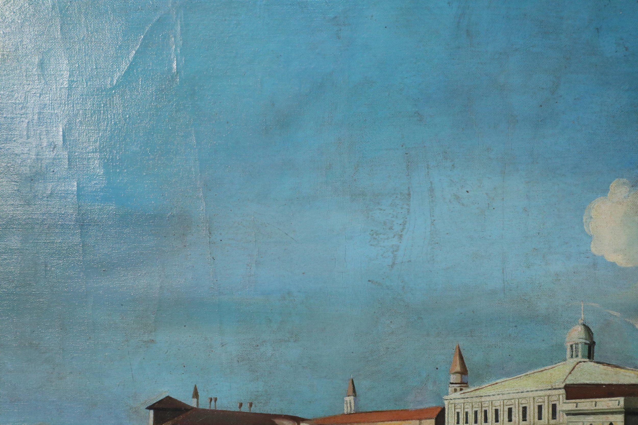 Peinture à l'huile de canaux vénitiens du 20ème siècle de style Grand Tour en vente 3