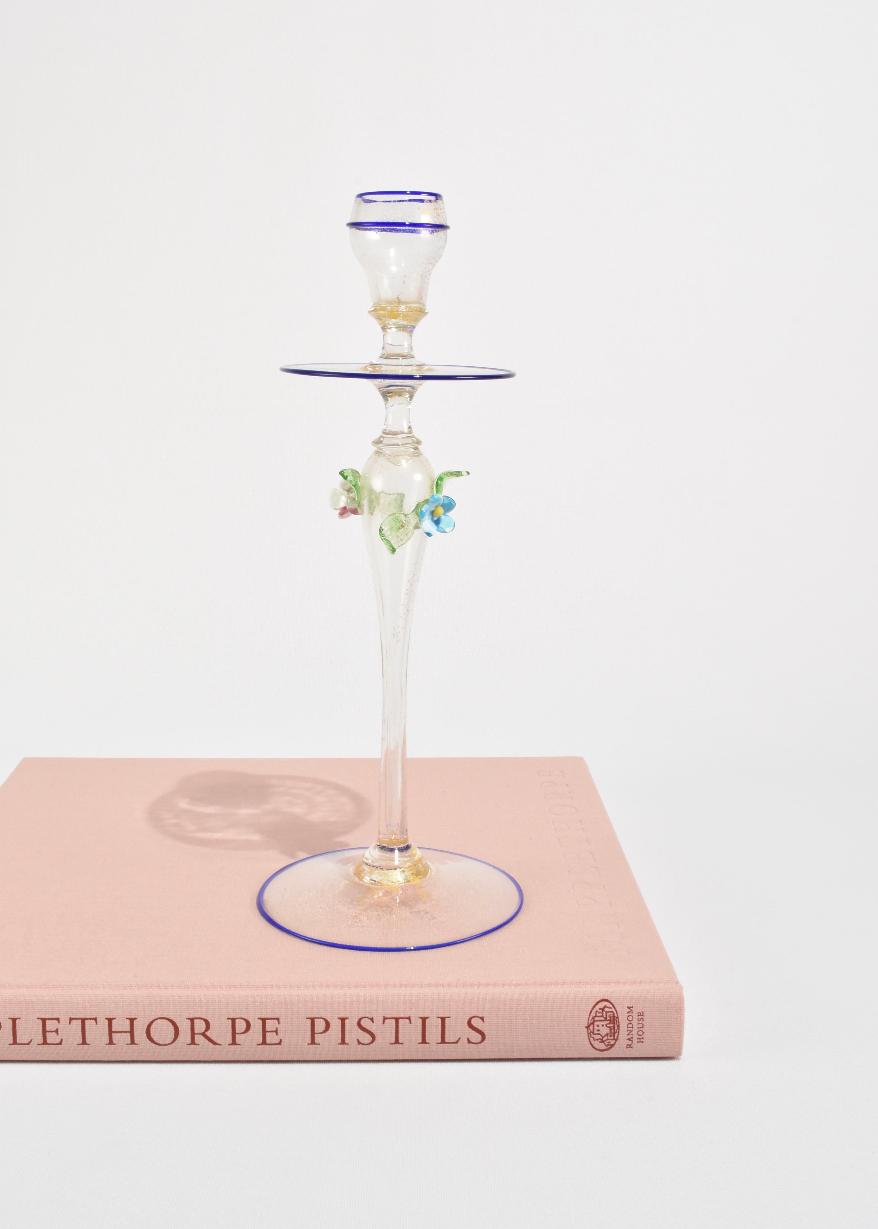 Glass Venetian Candleholder Set For Sale