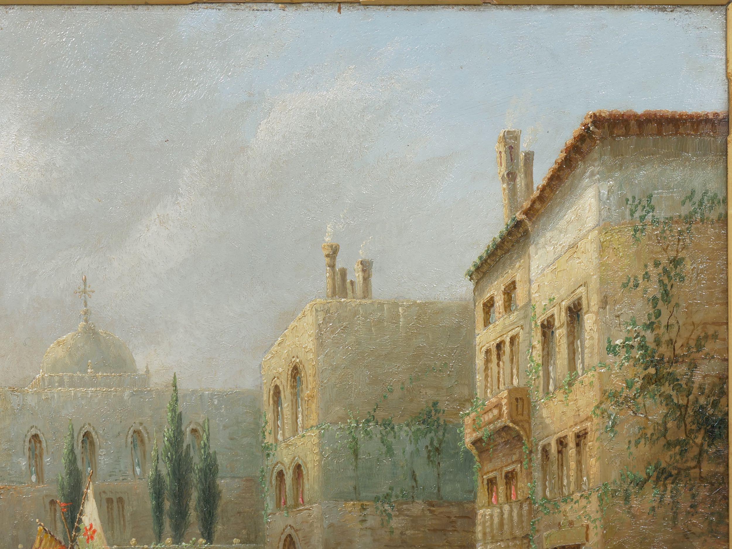Romantic “Venetian Capriccio” Antique Landscape Oil Painting by James Salt