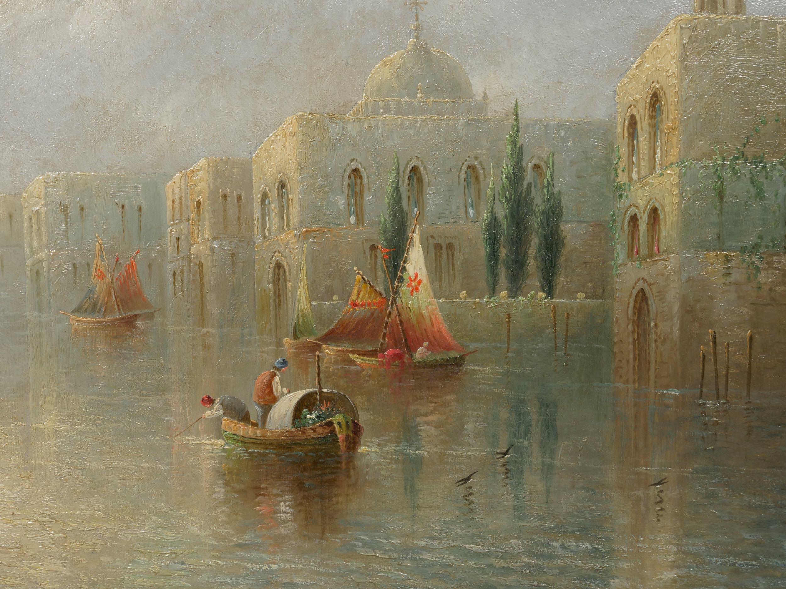 “Venetian Capriccio” Antique Landscape Oil Painting by James Salt 1