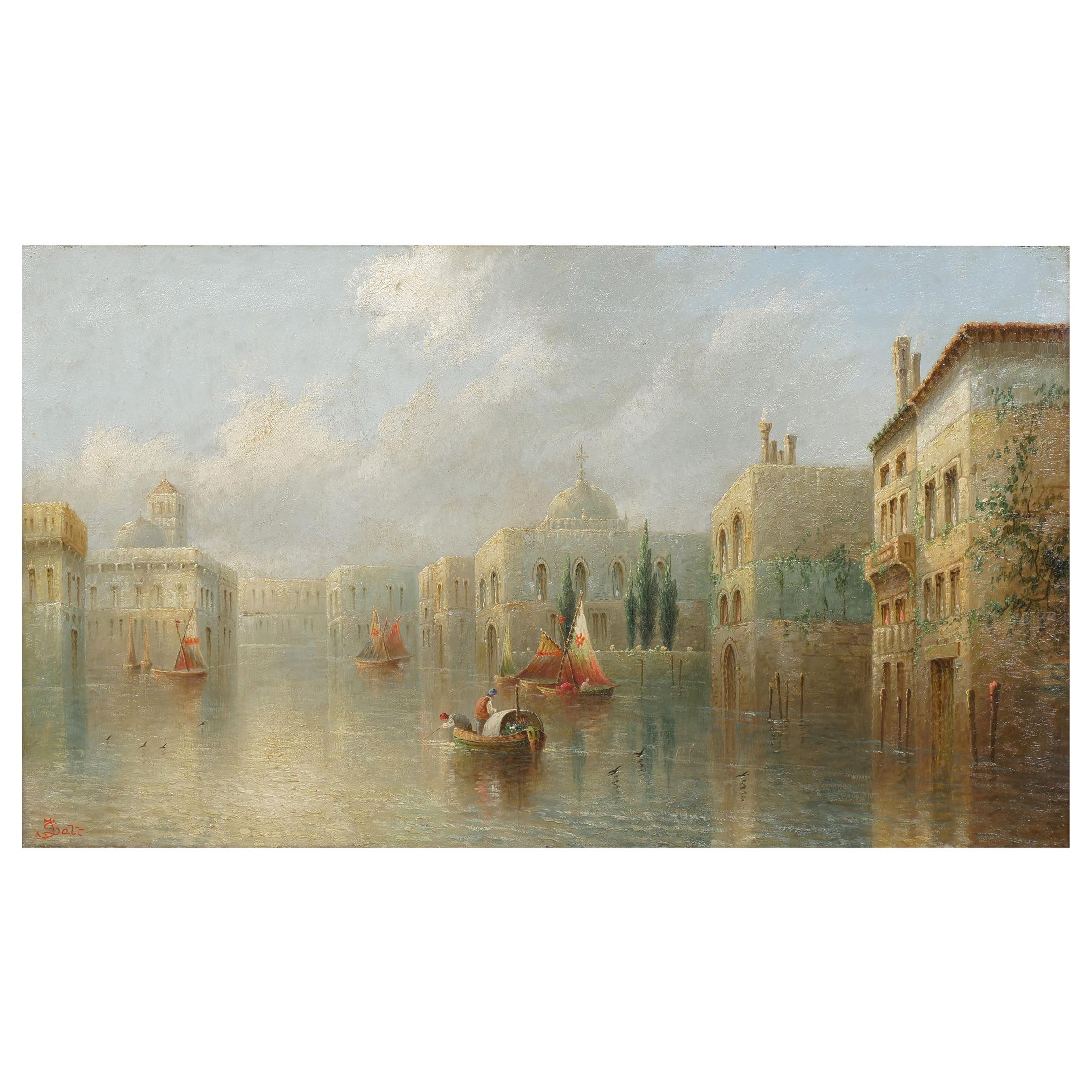 “Venetian Capriccio” Antique Landscape Oil Painting by James Salt