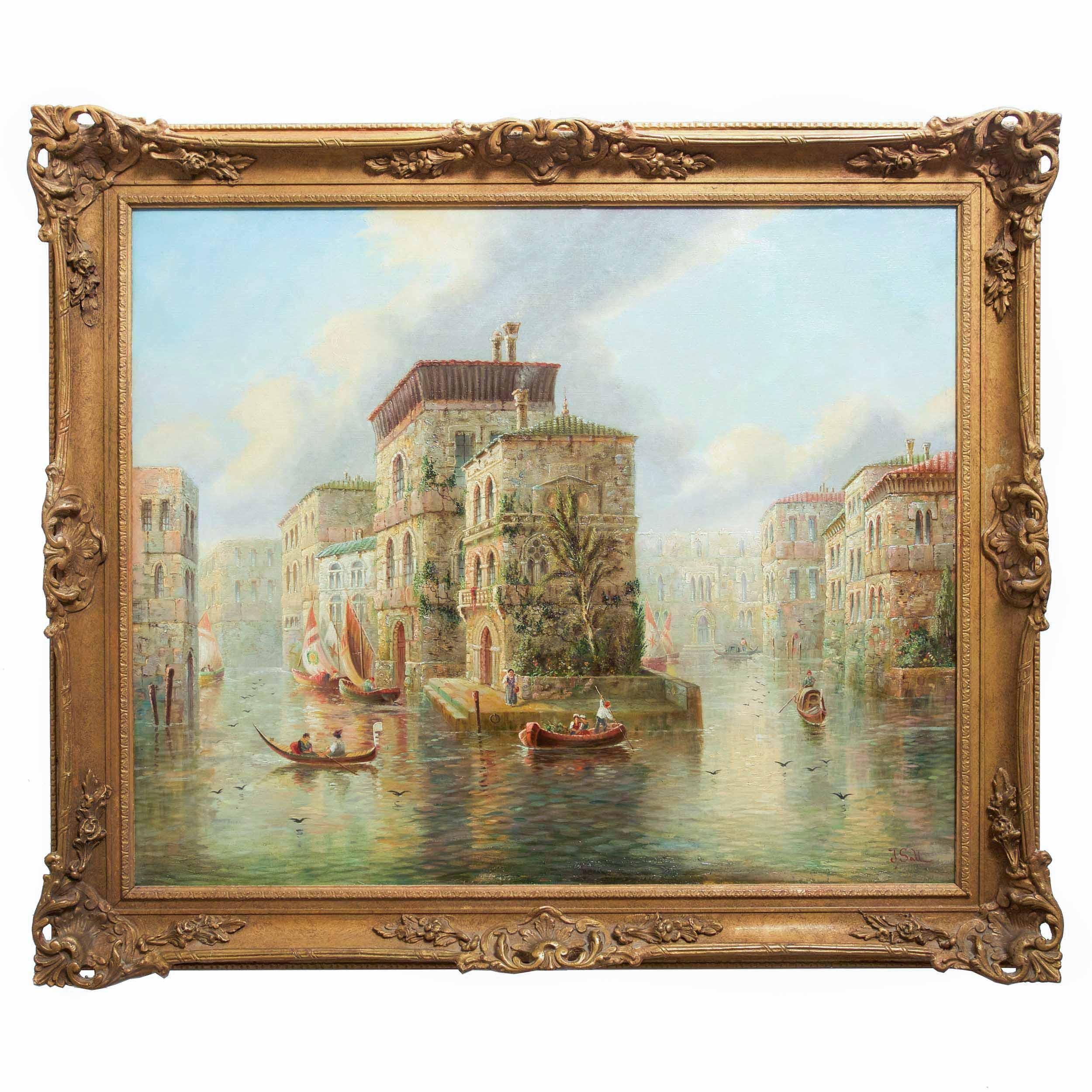 An evocative nostalgic work that captures a vision of the canals of Venice, it was a specialty of James Salt to complete these 