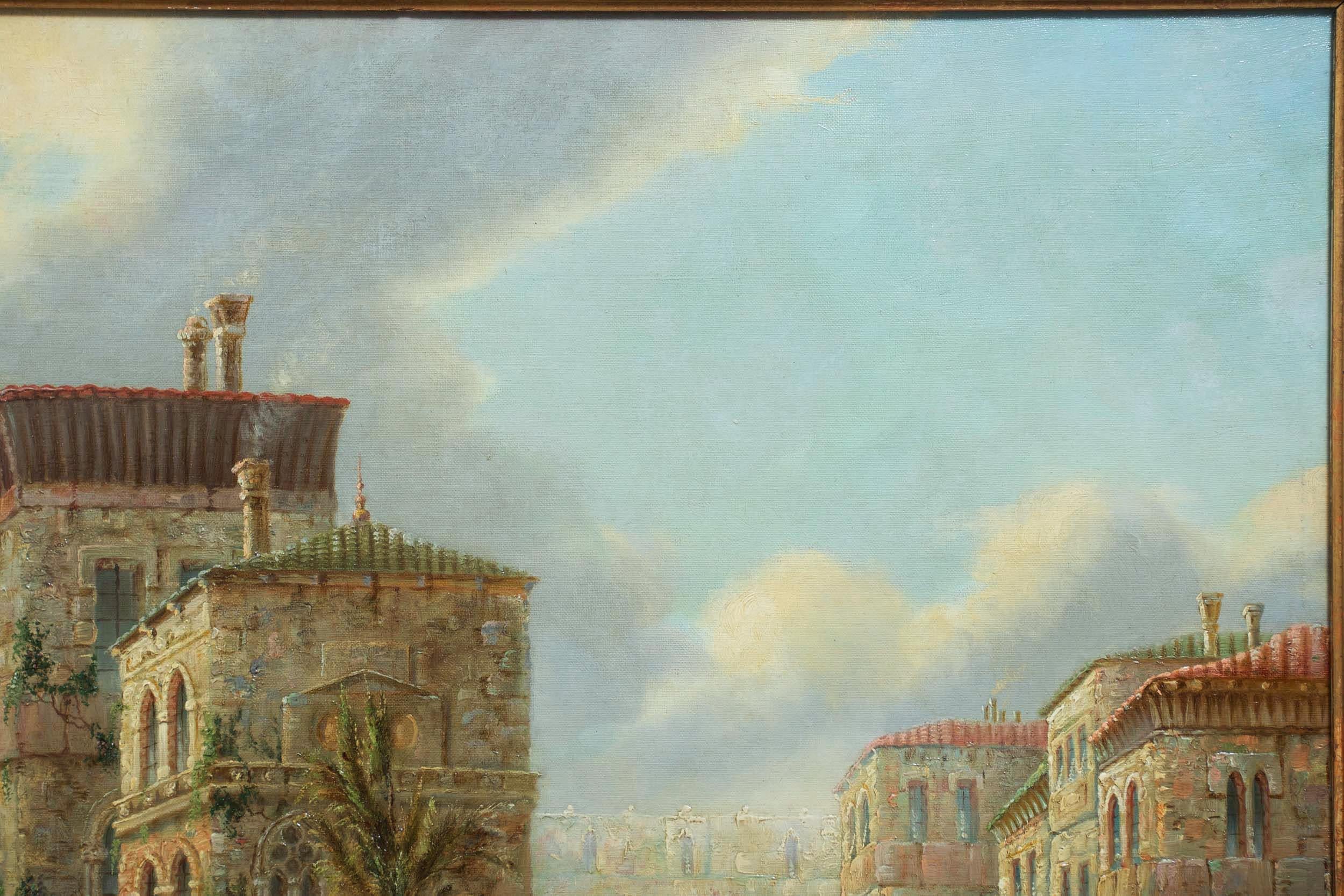 Romantic Venetian Capriccio Landscape Painting by James Salt 'English, 1850-1903'