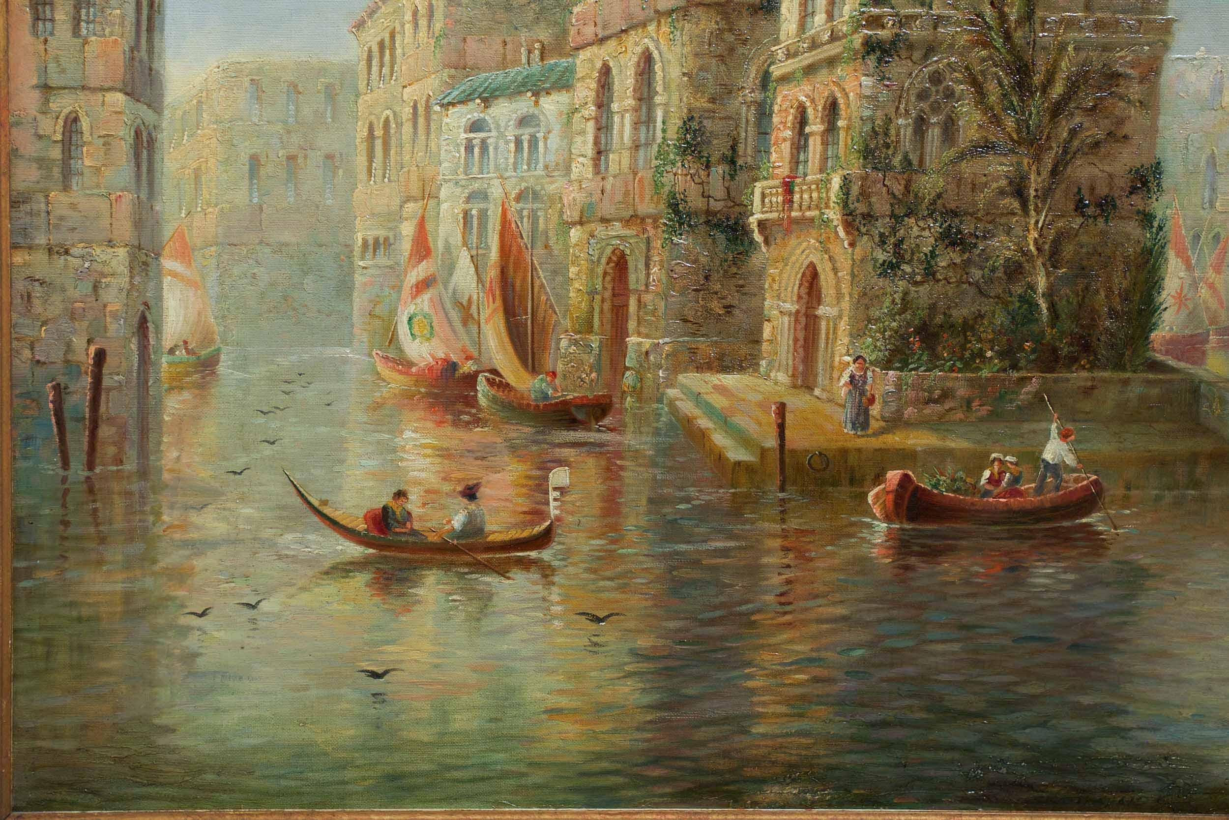 Hand-Painted Venetian Capriccio Landscape Painting by James Salt 'English, 1850-1903'