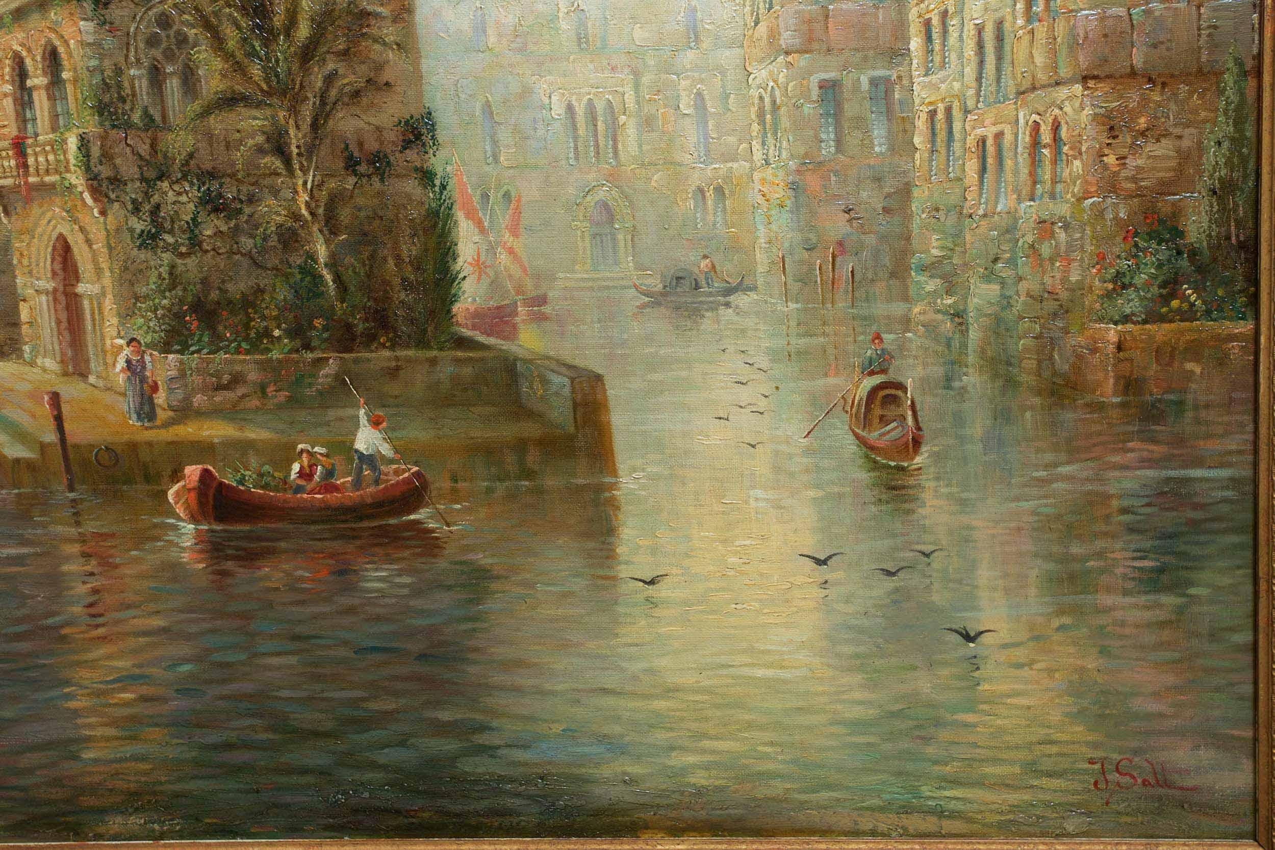 Venetian Capriccio Landscape Painting by James Salt 'English, 1850-1903' In Good Condition In Shippensburg, PA