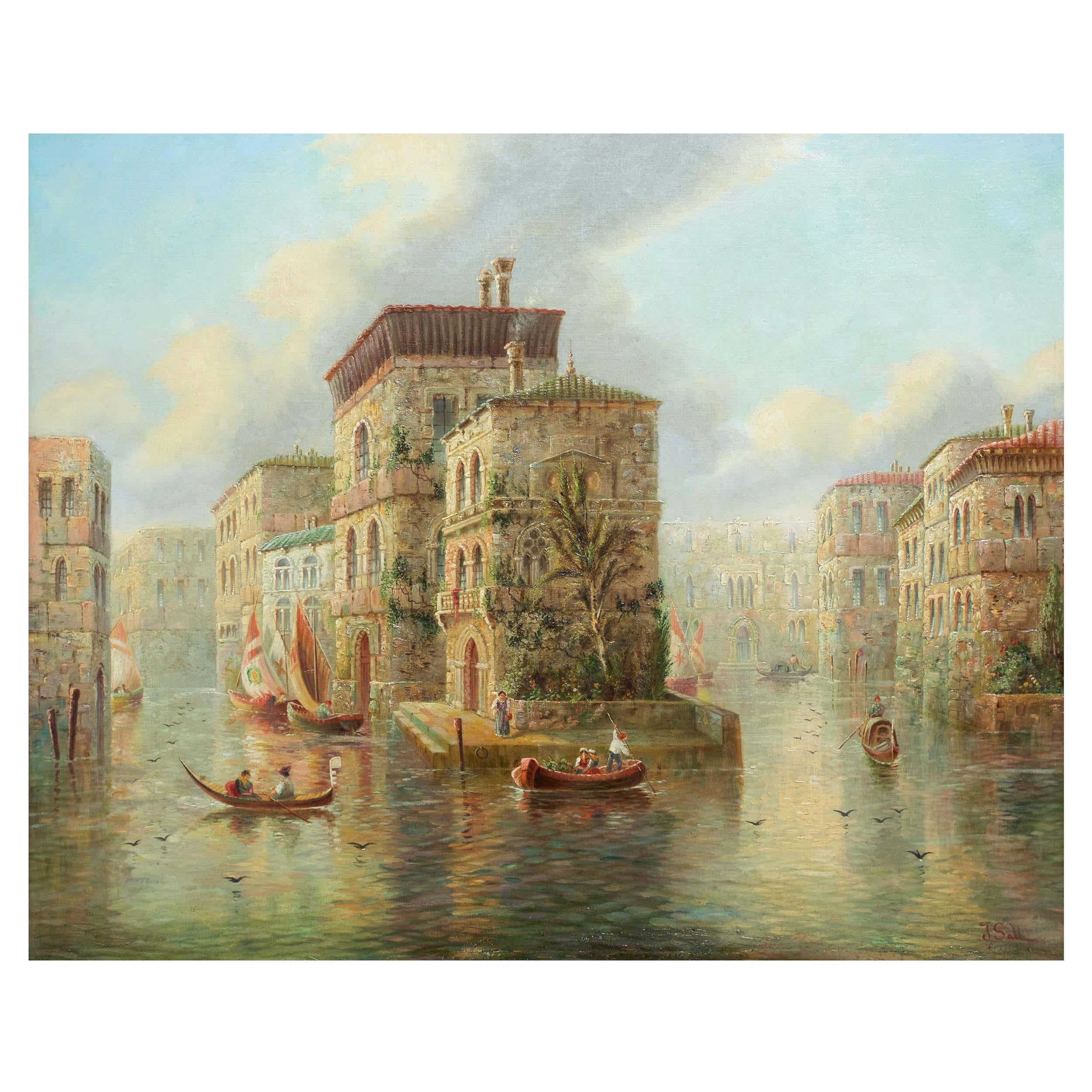 Venetian Capriccio Landscape Painting by James Salt 'English, 1850-1903'