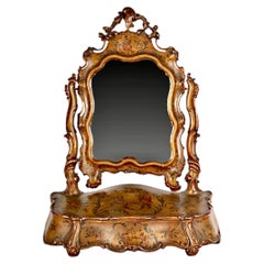 Venetian Carved and Painted Rococo-Style Vanity Mirror