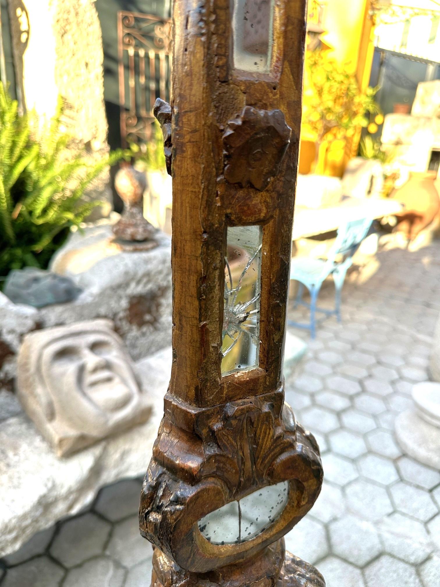 Lampadaire torchère vénitien sculpté en bois doré, pièce de collection LA en vente 6