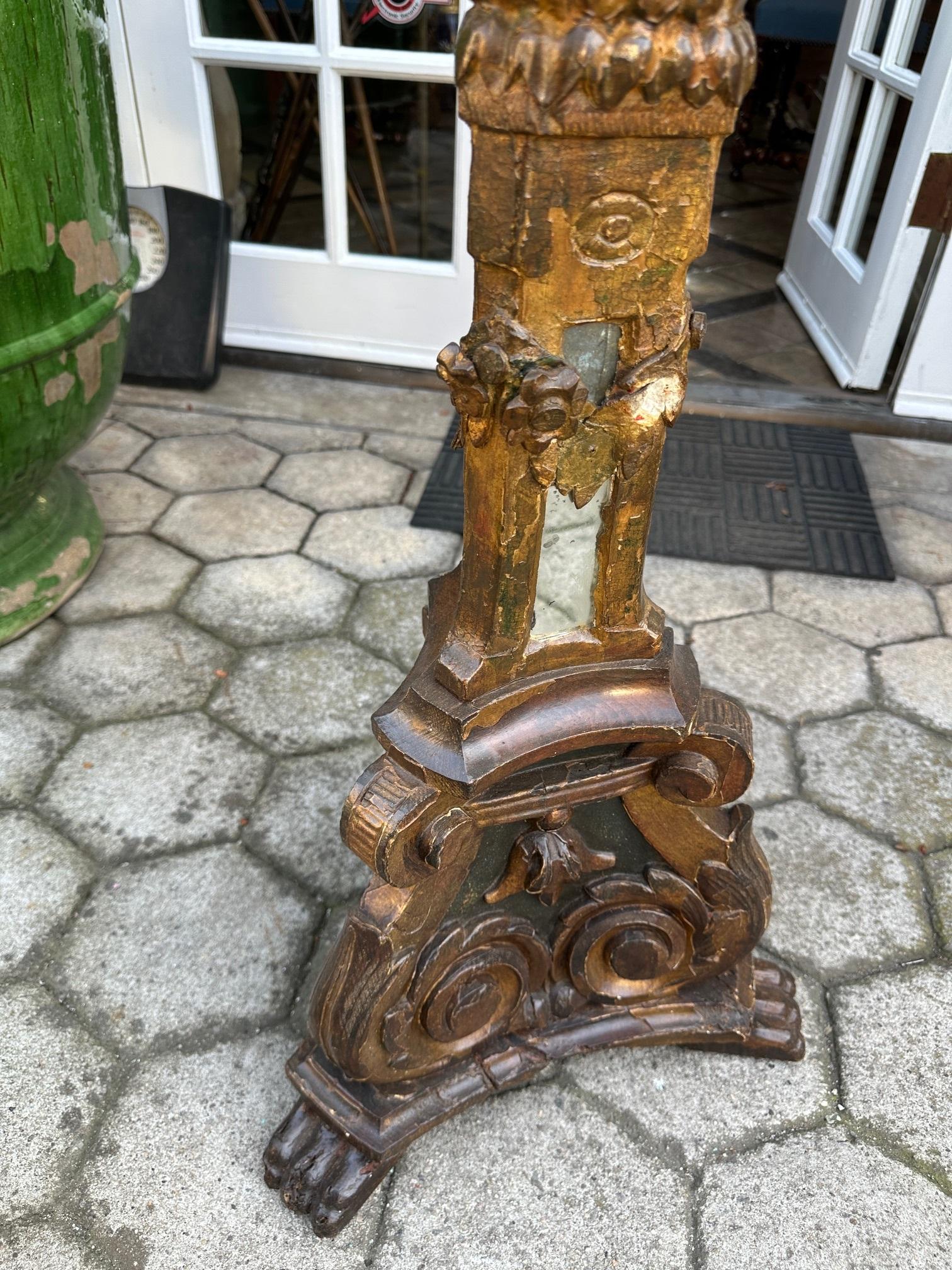 Lampadaire torchère vénitien sculpté en bois doré, pièce de collection LA en vente 12
