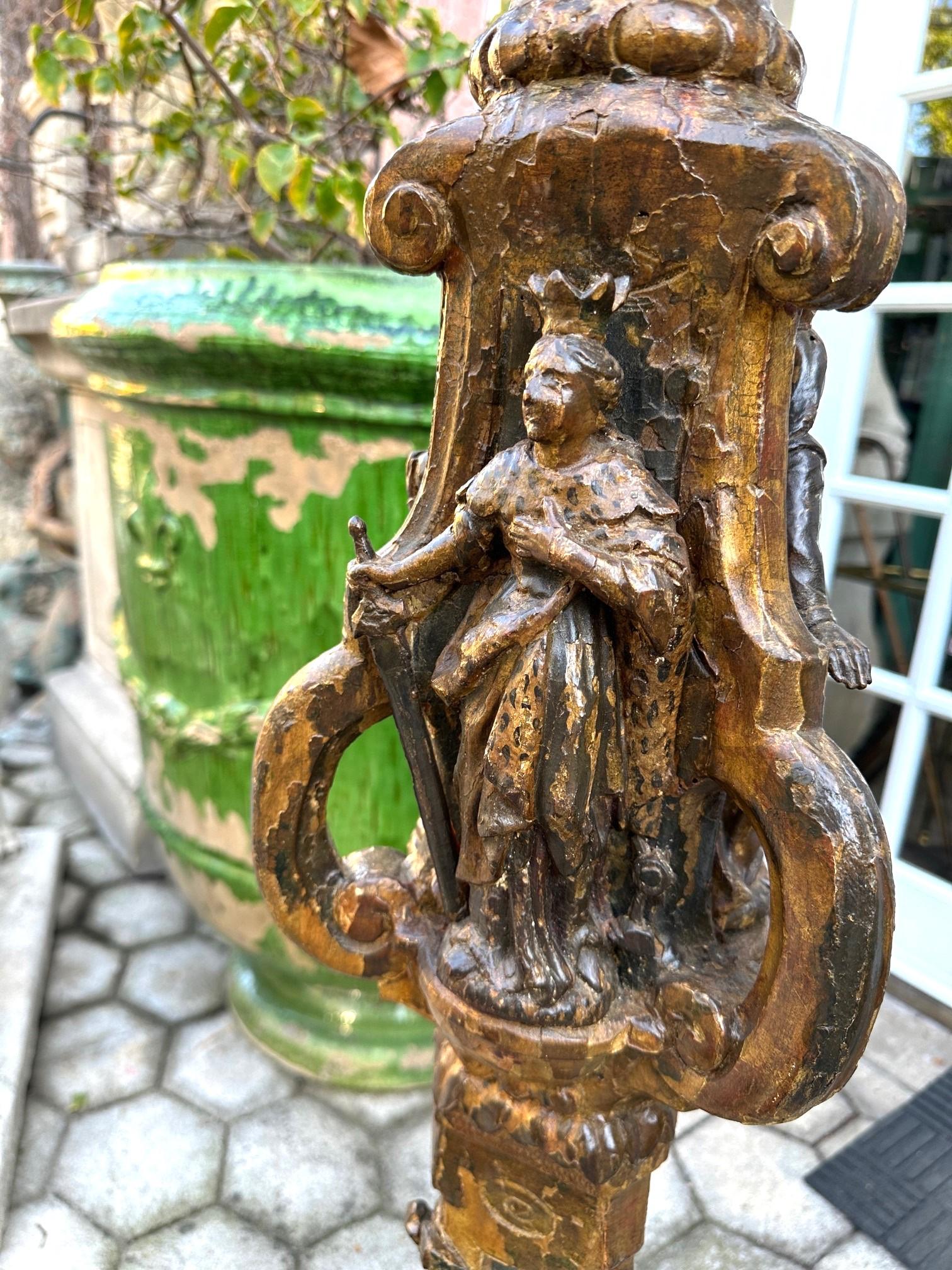 Lampadaire torchère vénitien sculpté en bois doré, pièce de collection LA en vente 1