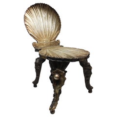 Antique Venetian Carved Wood "Mecca" Grotto Chair in the Style of Pauly Et Cie