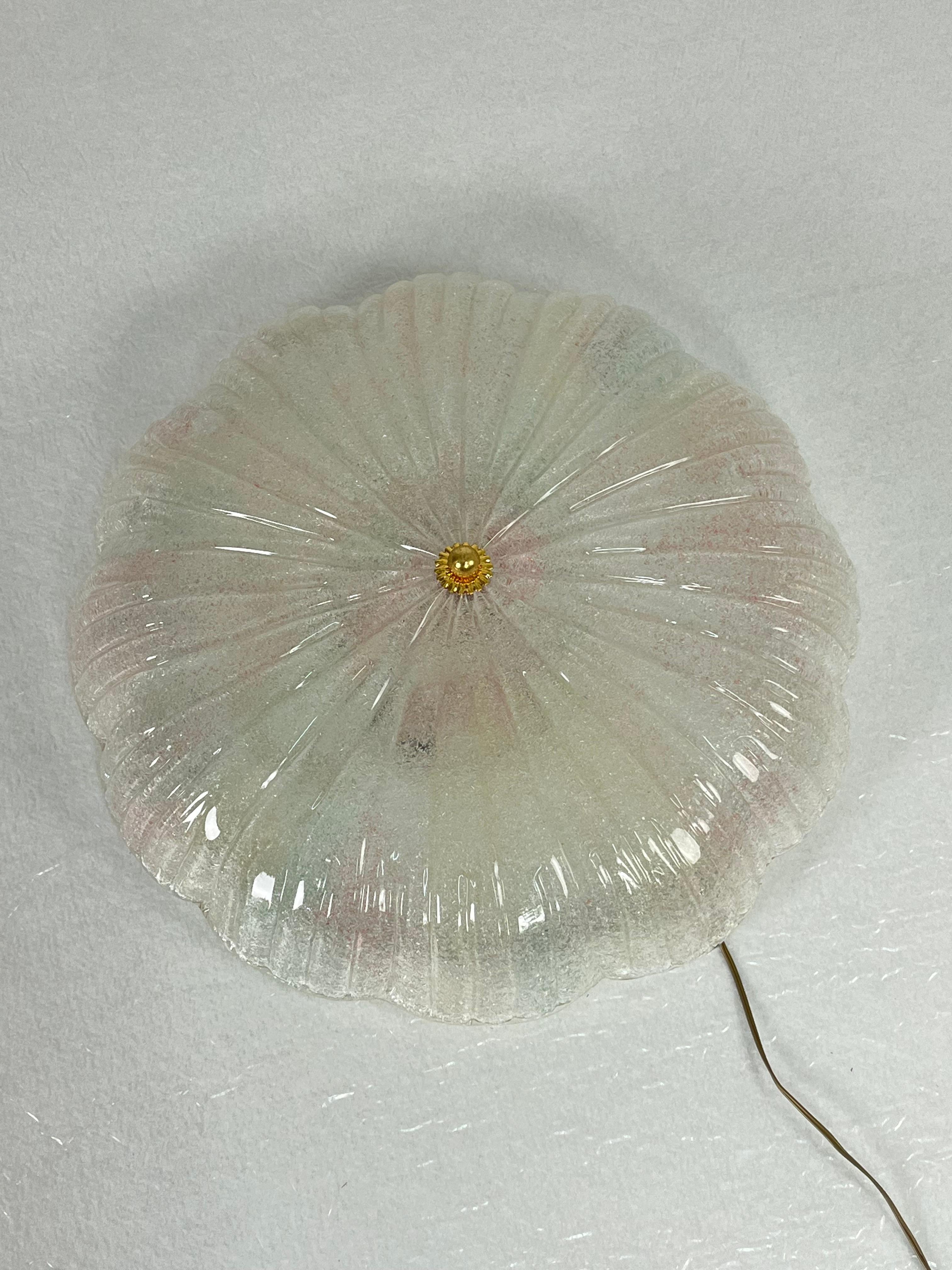 Lampada da soffitto veneziana a 2 luci in vetro di Murano, anni '80 in vendita 1