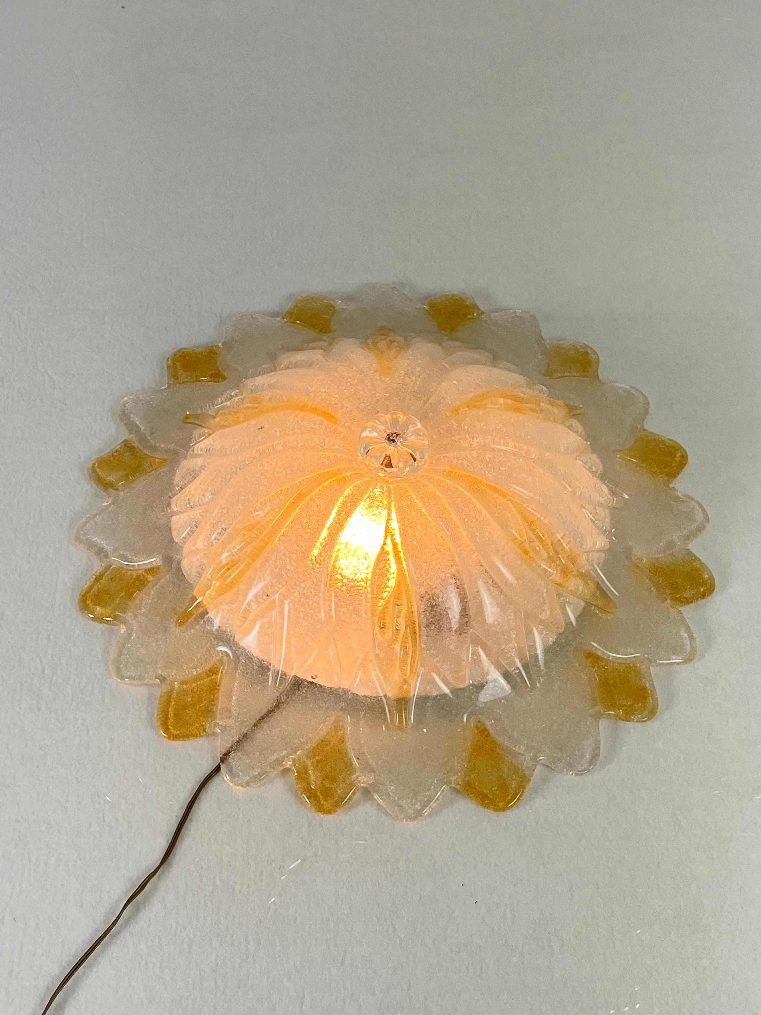 Lampada da soffitto veneziana a 2 luci in vetro di Murano 