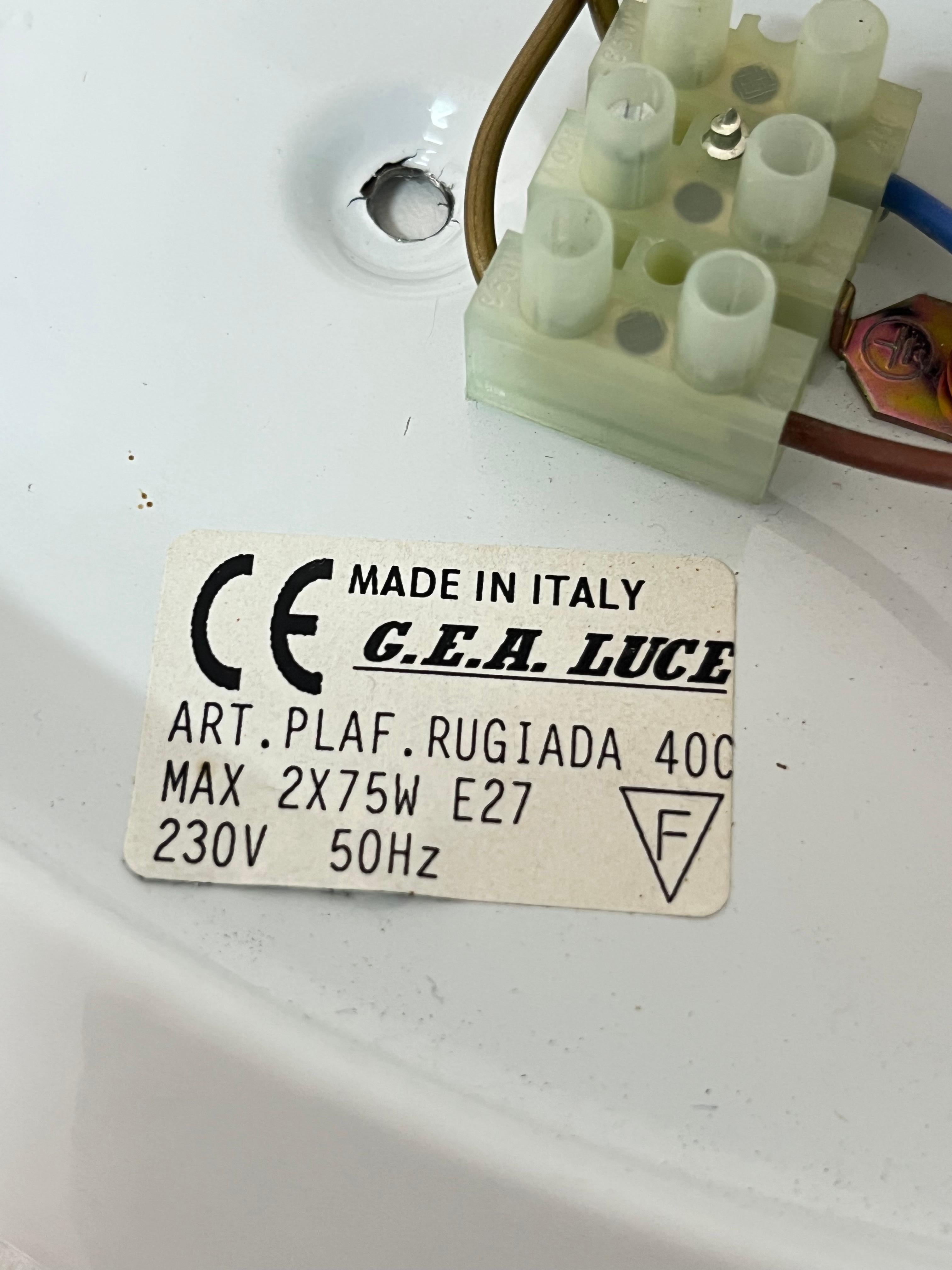 Metallo Lampada da soffitto veneziana a 2 luci in vetro di Murano 