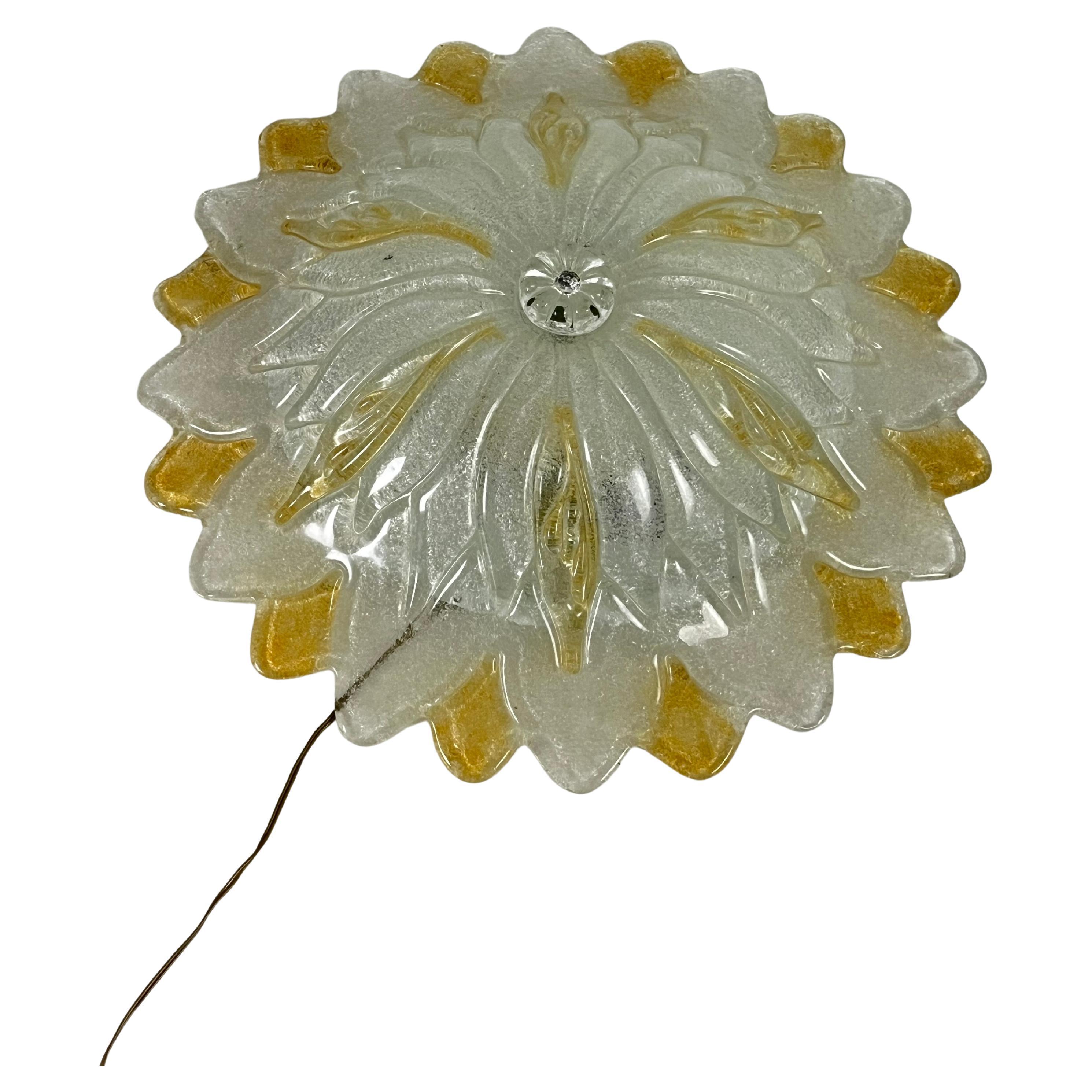 Venetian Ceiling Lamp 2-Lights Murano Glass "Rugiada", 1980s